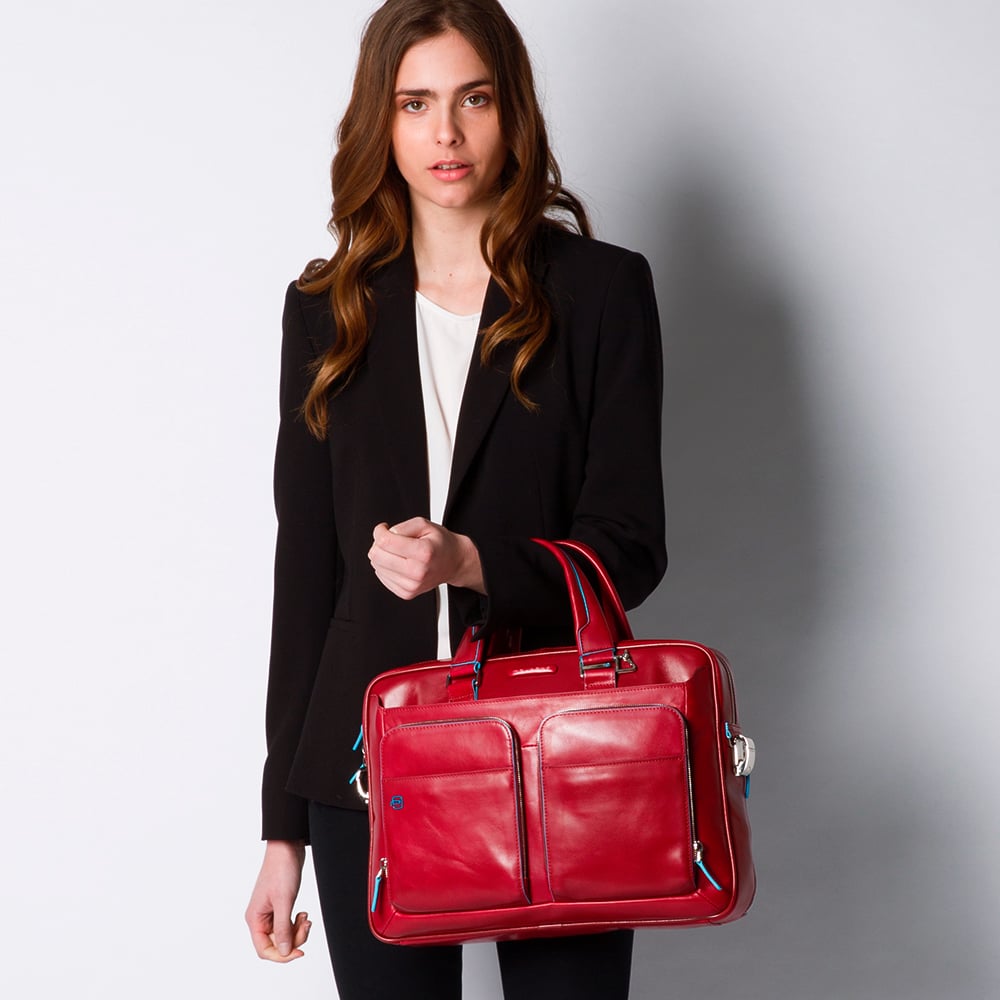 Grained faux leather laptop bag PIQUADRO Brown