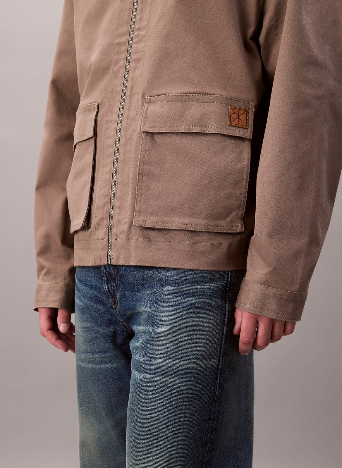 Veste droite col classique en coton mélangé CALVIN KLEIN Marron