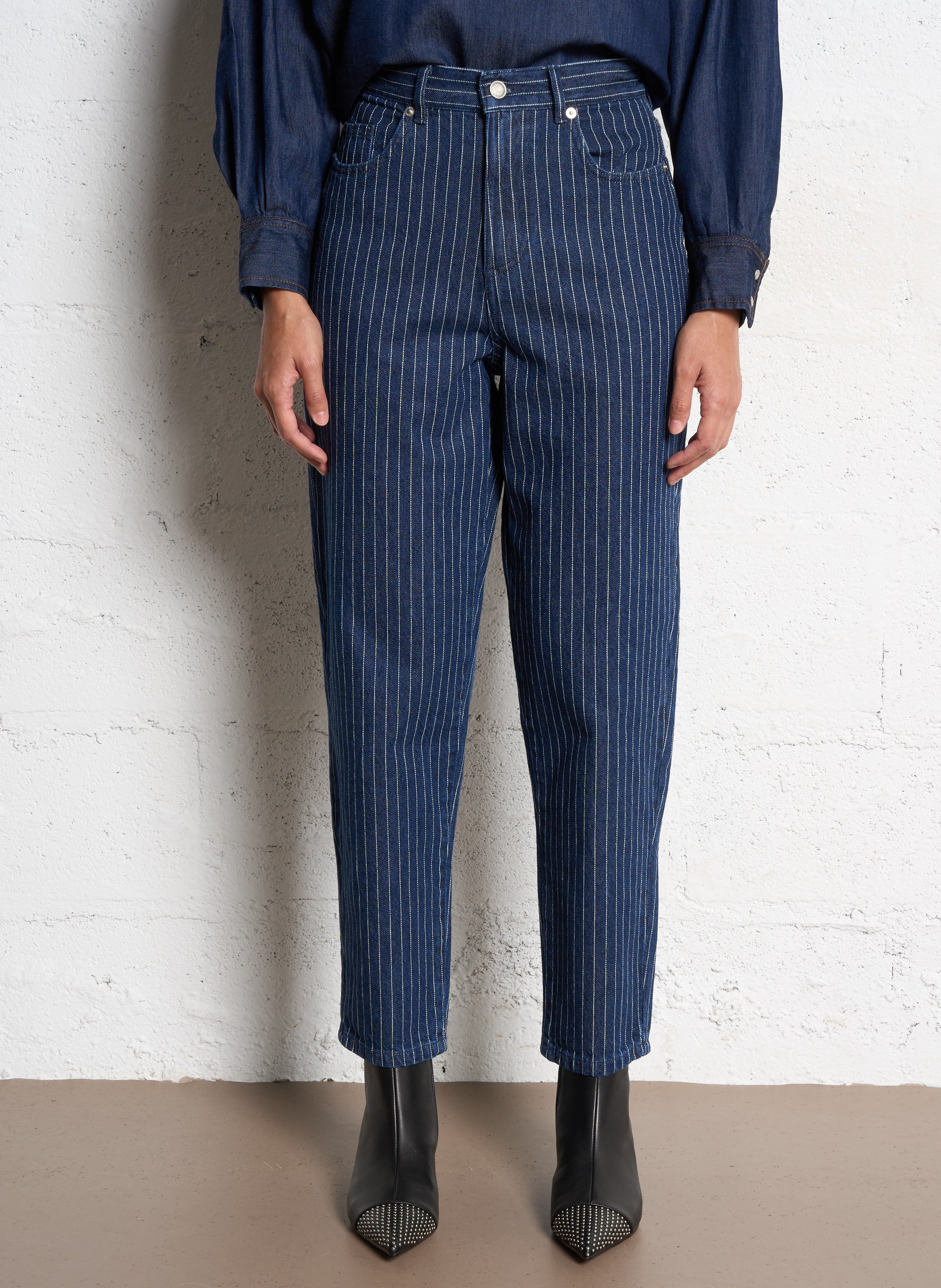 Rechte, gestreepte jeans IKKS Wit