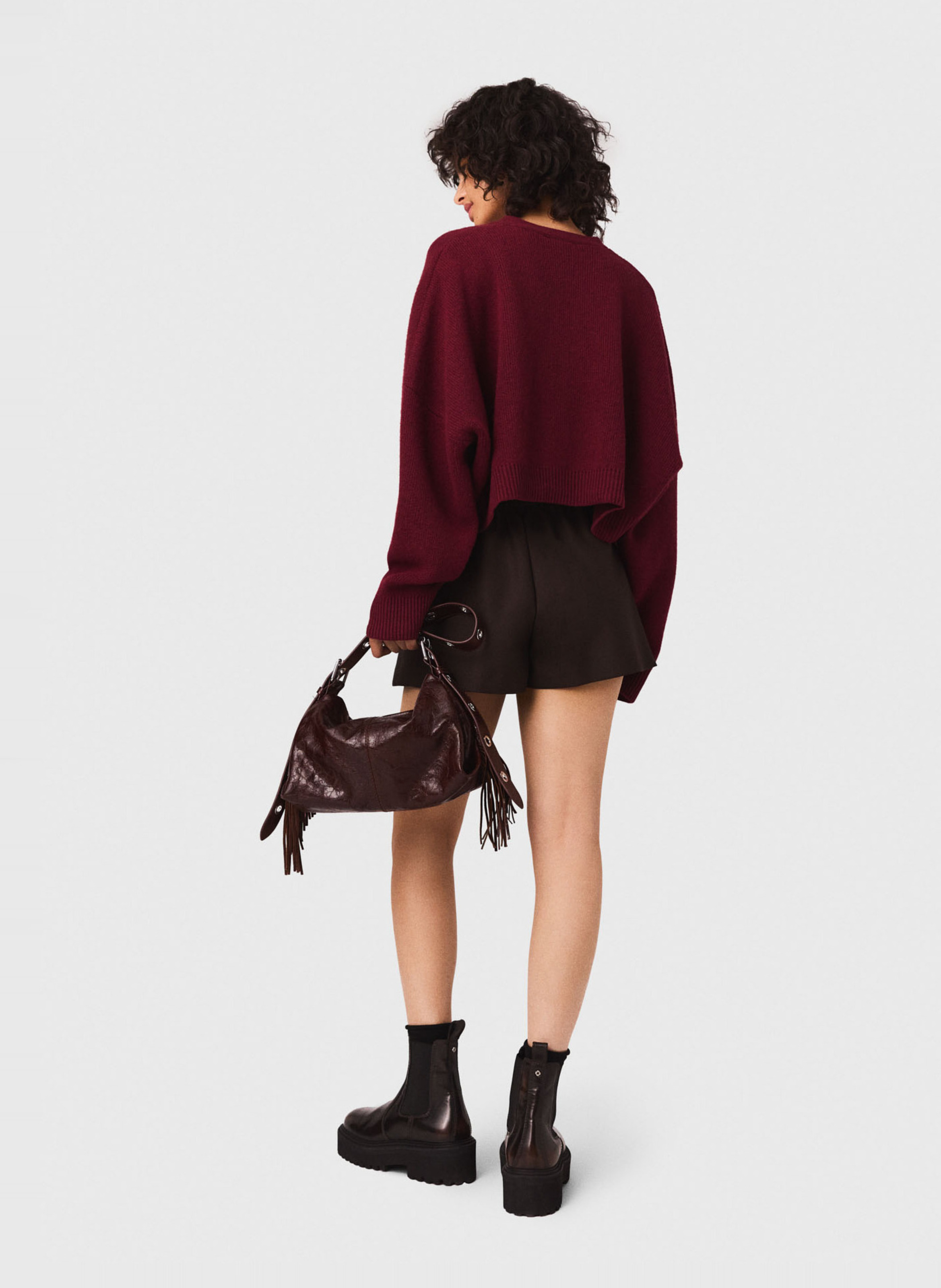 Mini jupe short  MAJE Marron