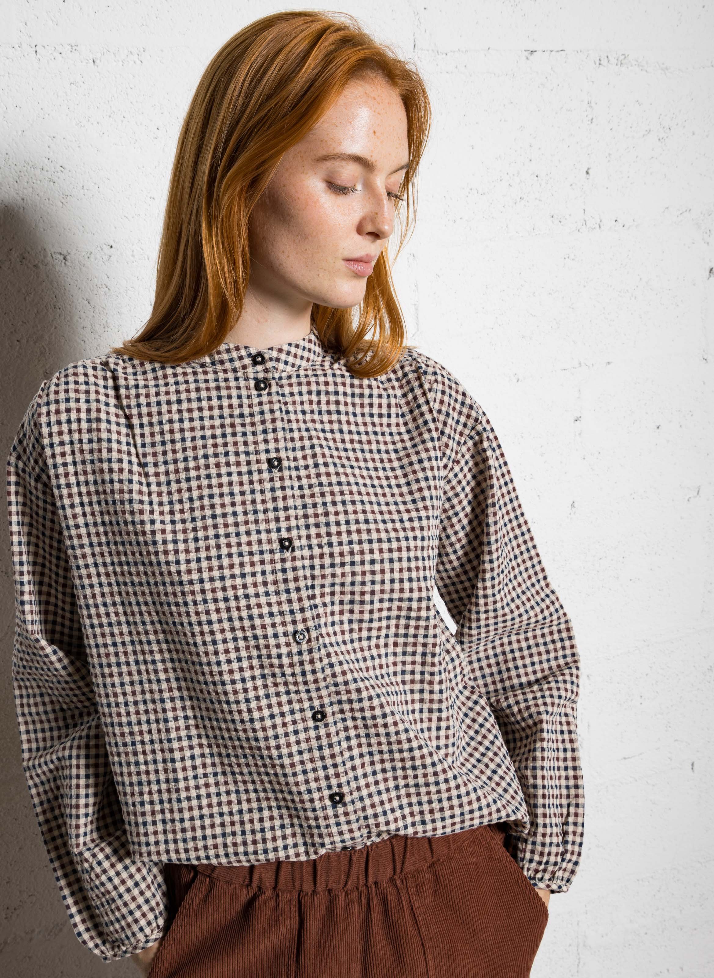 Chemise col rond en coton I CODE Brown