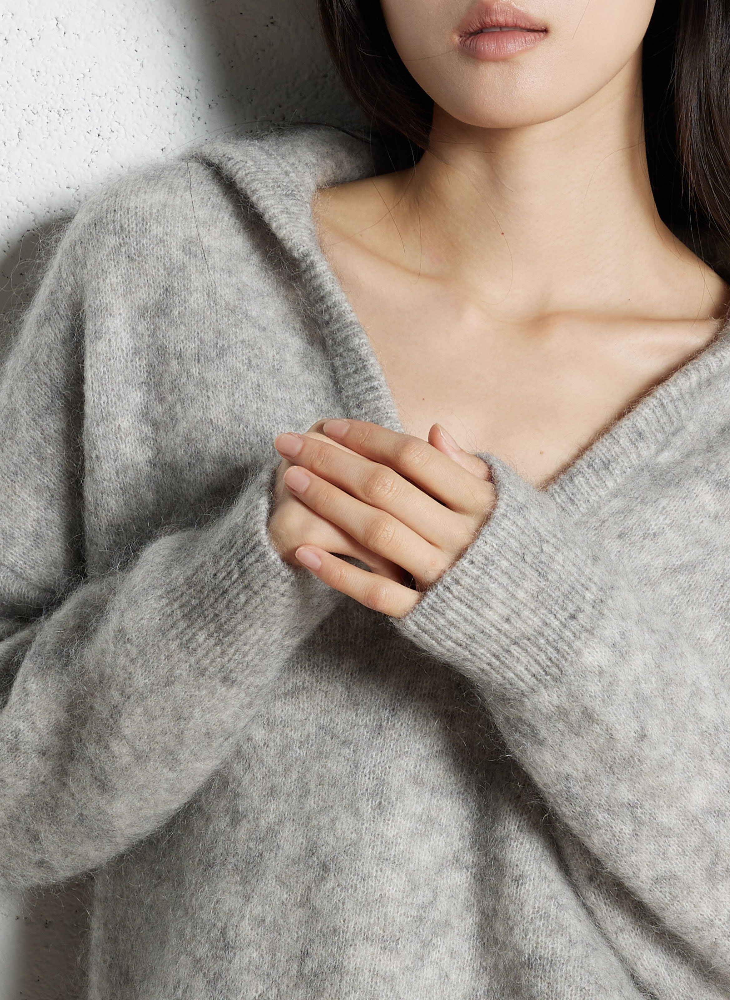 Pull col V en laine mélangée MAISON 123 Gris