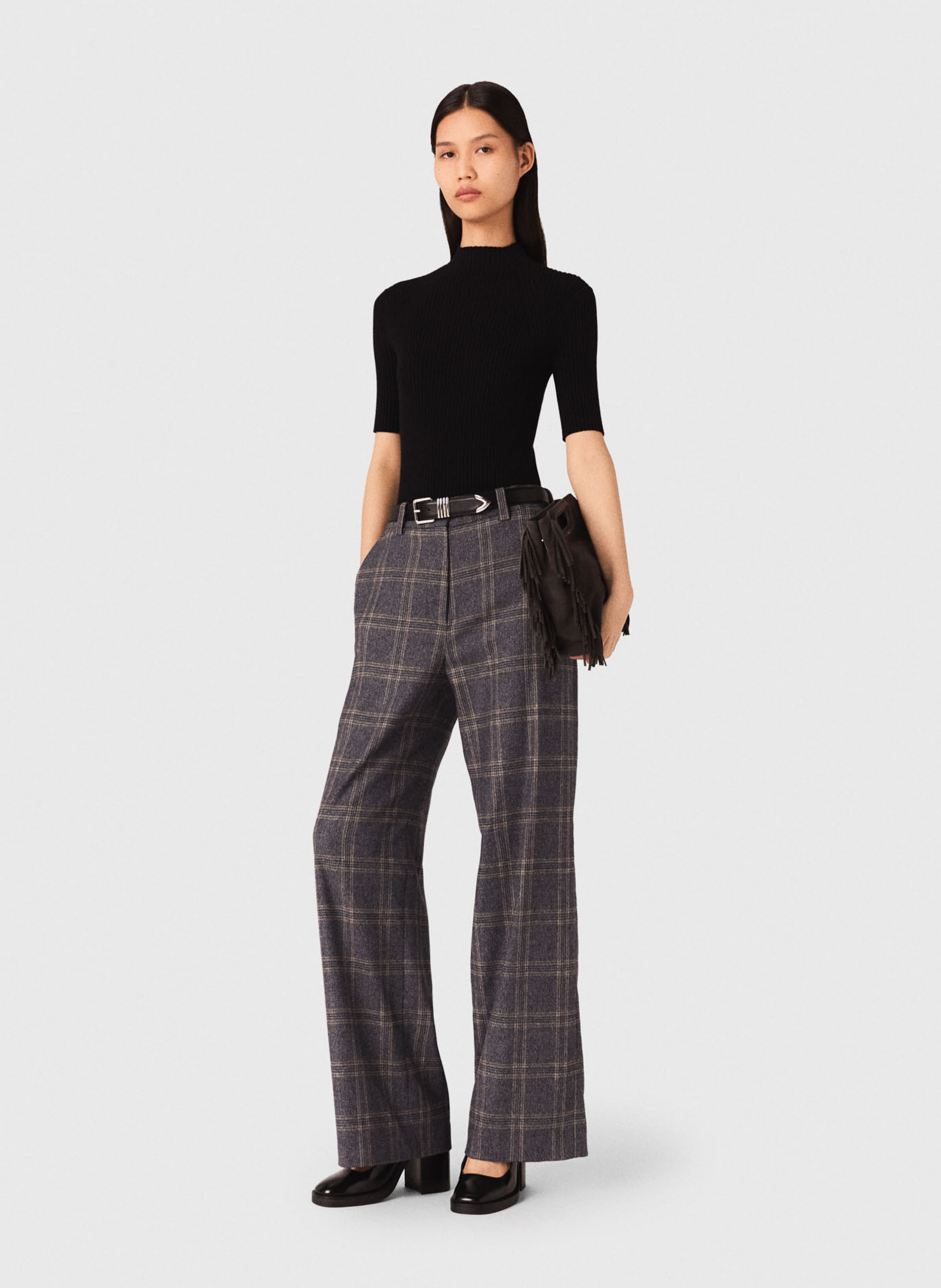 Pull col montant en coton mélangé MAJE Noir