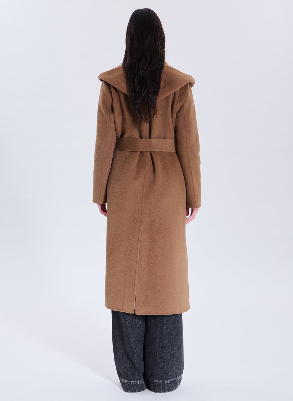 Long wool-blend coat with hood ZAPA Brown