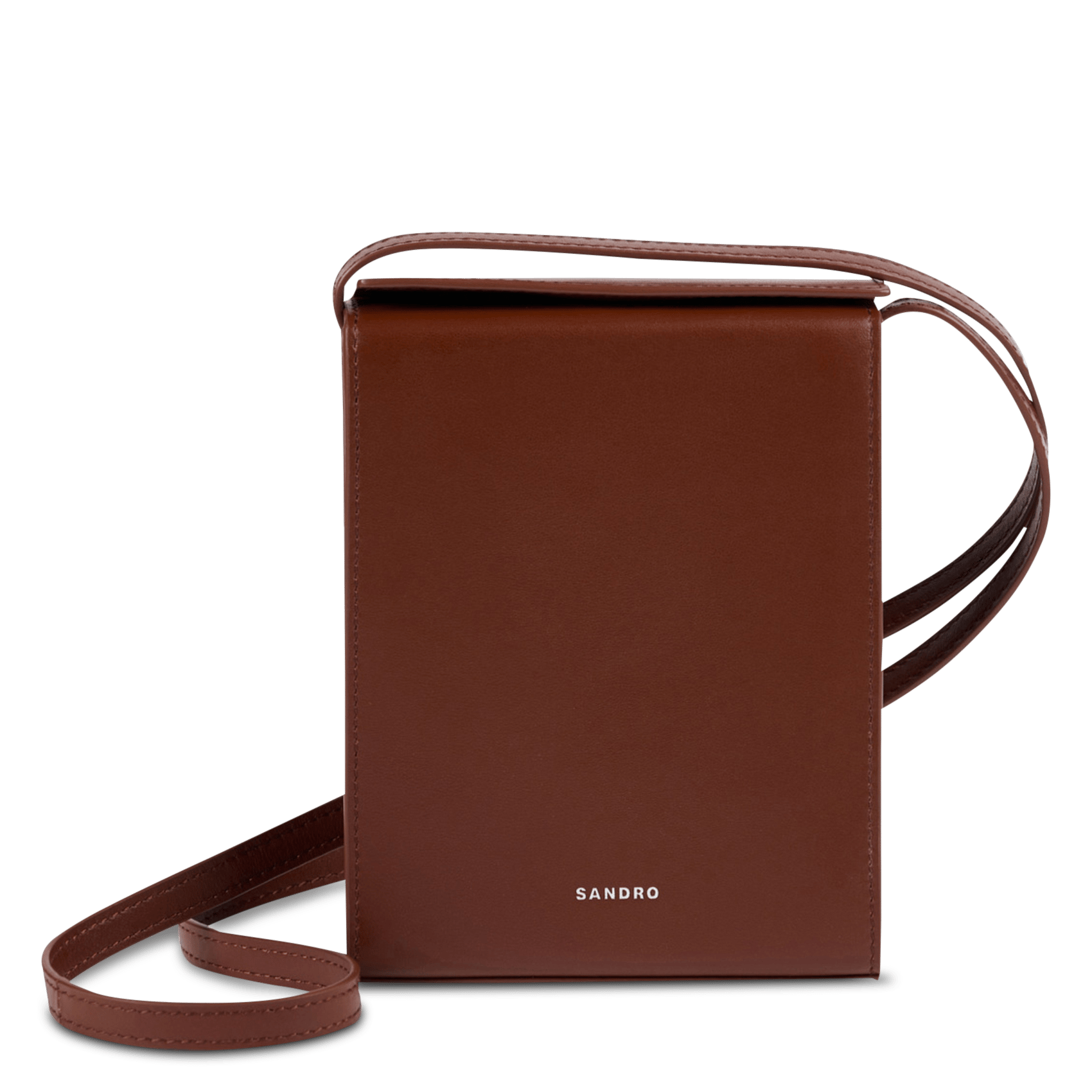 Kleine, leren schoudertas SANDRO Bruin
