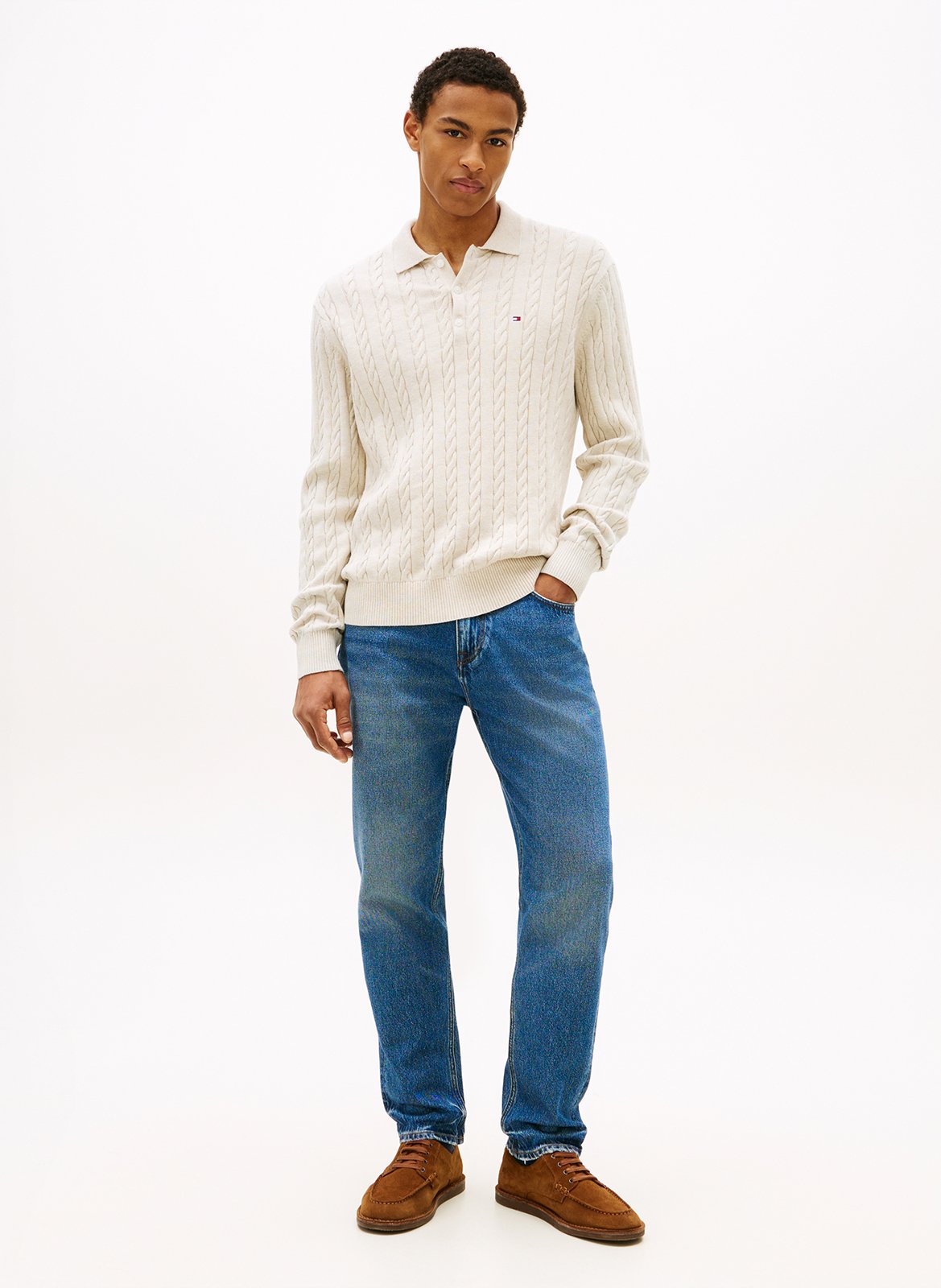 Jersey de corte regular en algodón orgánico. TOMMY HILFIGER Beige