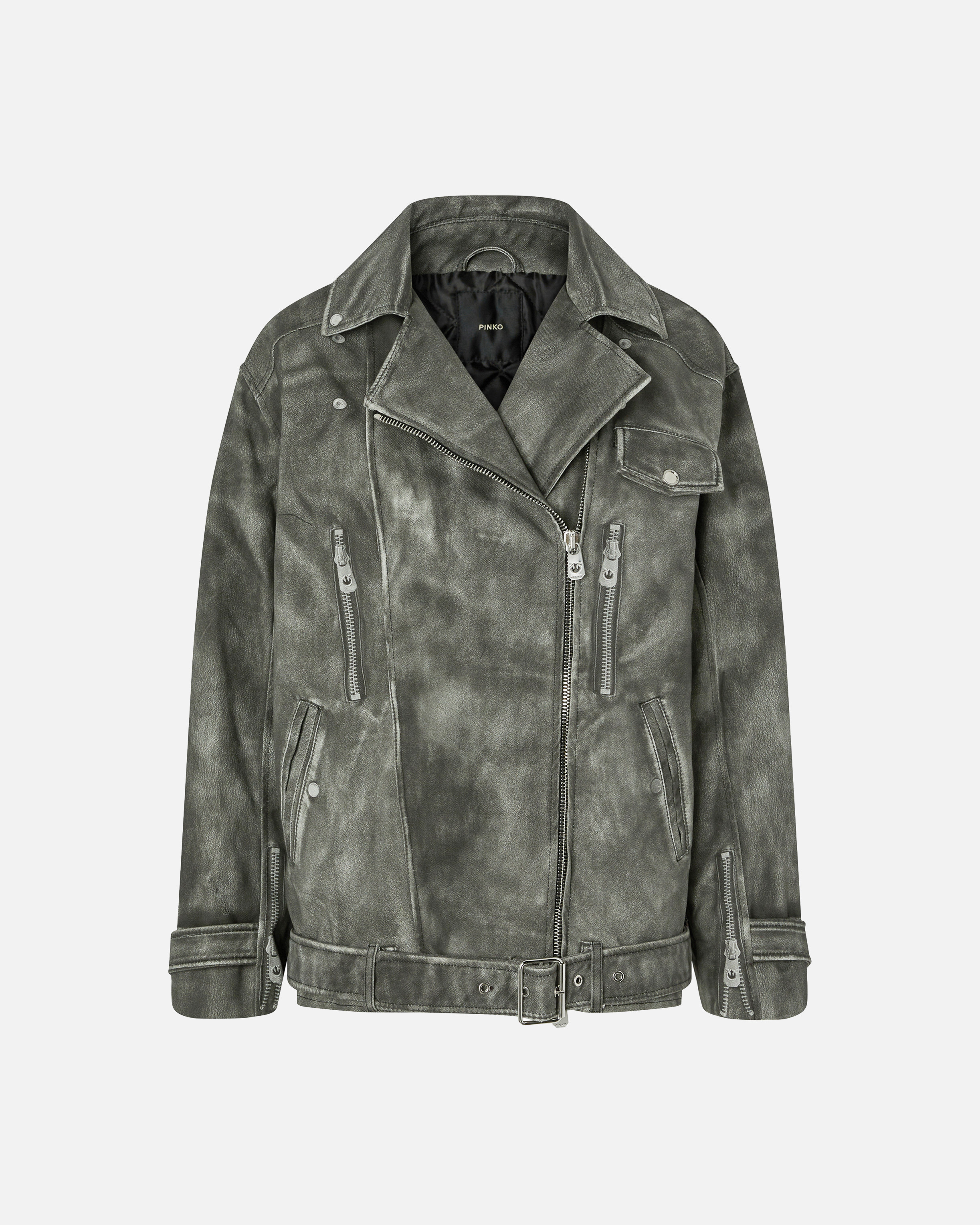 Jacket with faux leather trompe-l’œil print PINKO Black