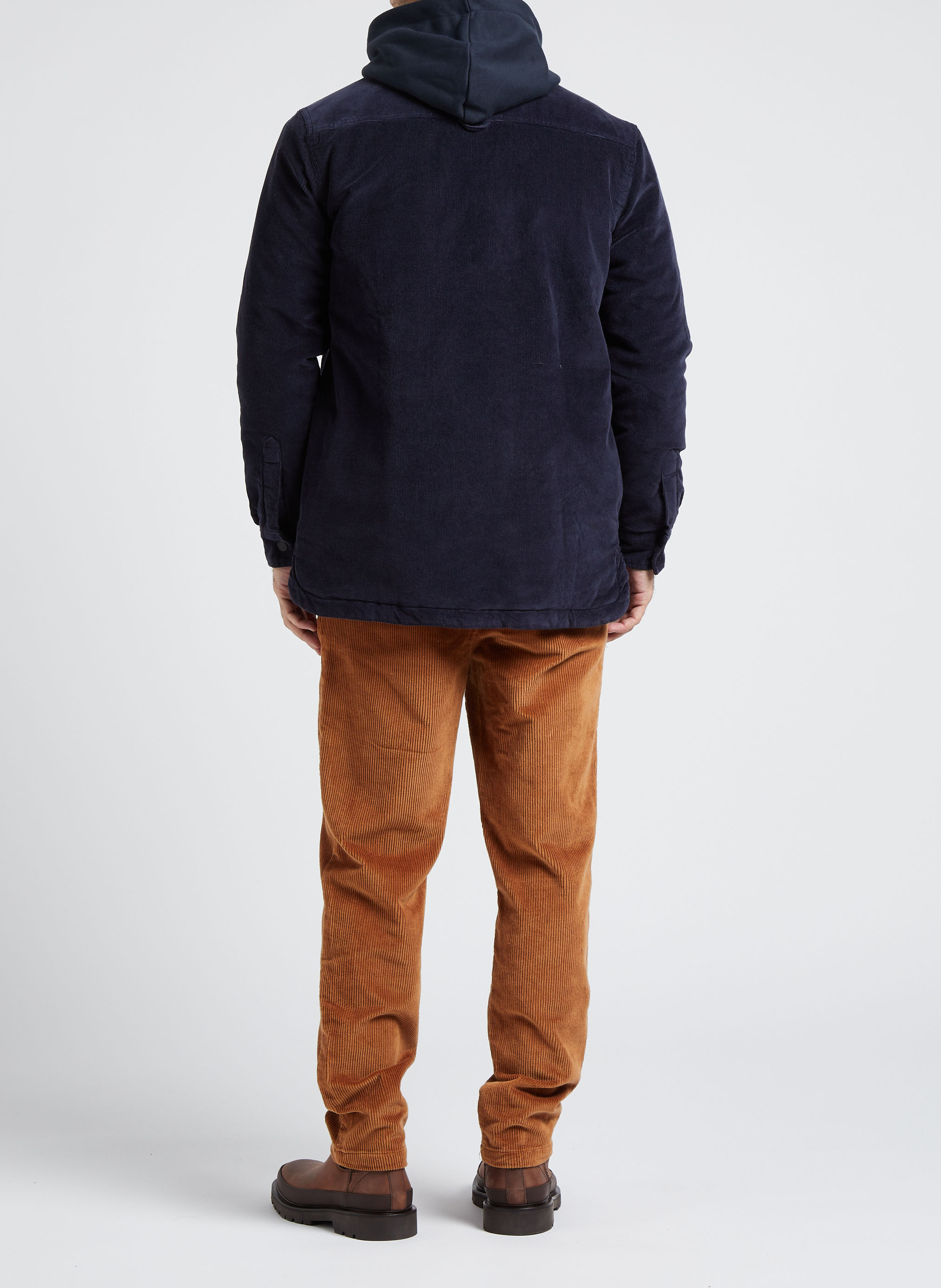 Organic cotton-blend jacket with classic collar KNOWLEDGE COTTON APPAREL Blue