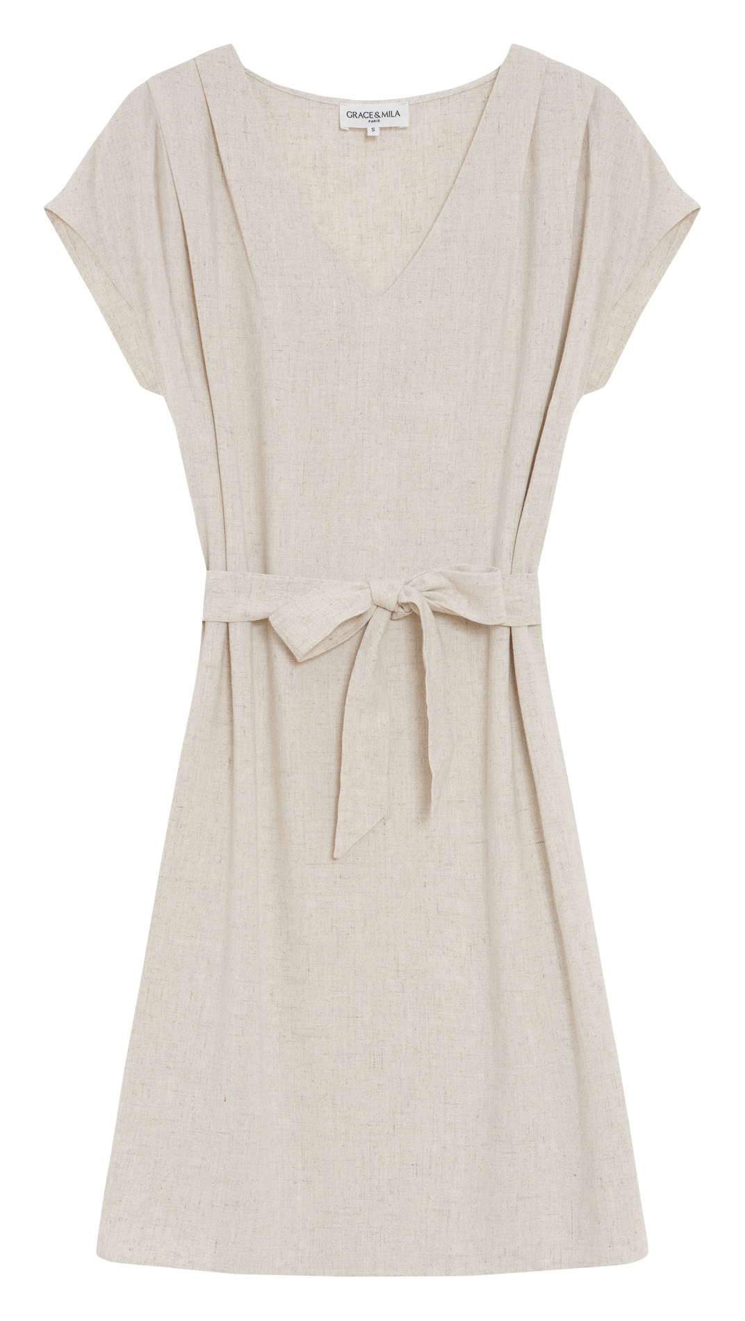 Robe courte col V GRACE ET MILA Beige