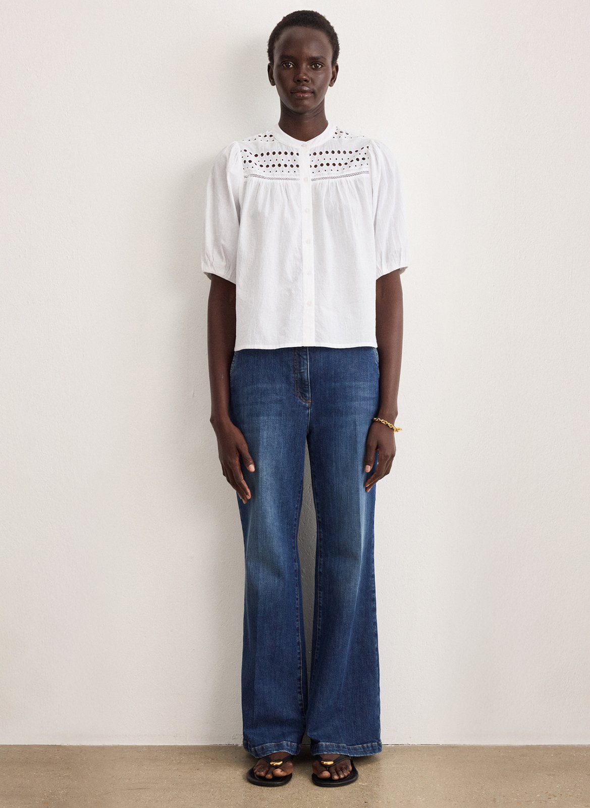 Chemise ample en coton mélangé PABLO Blanc