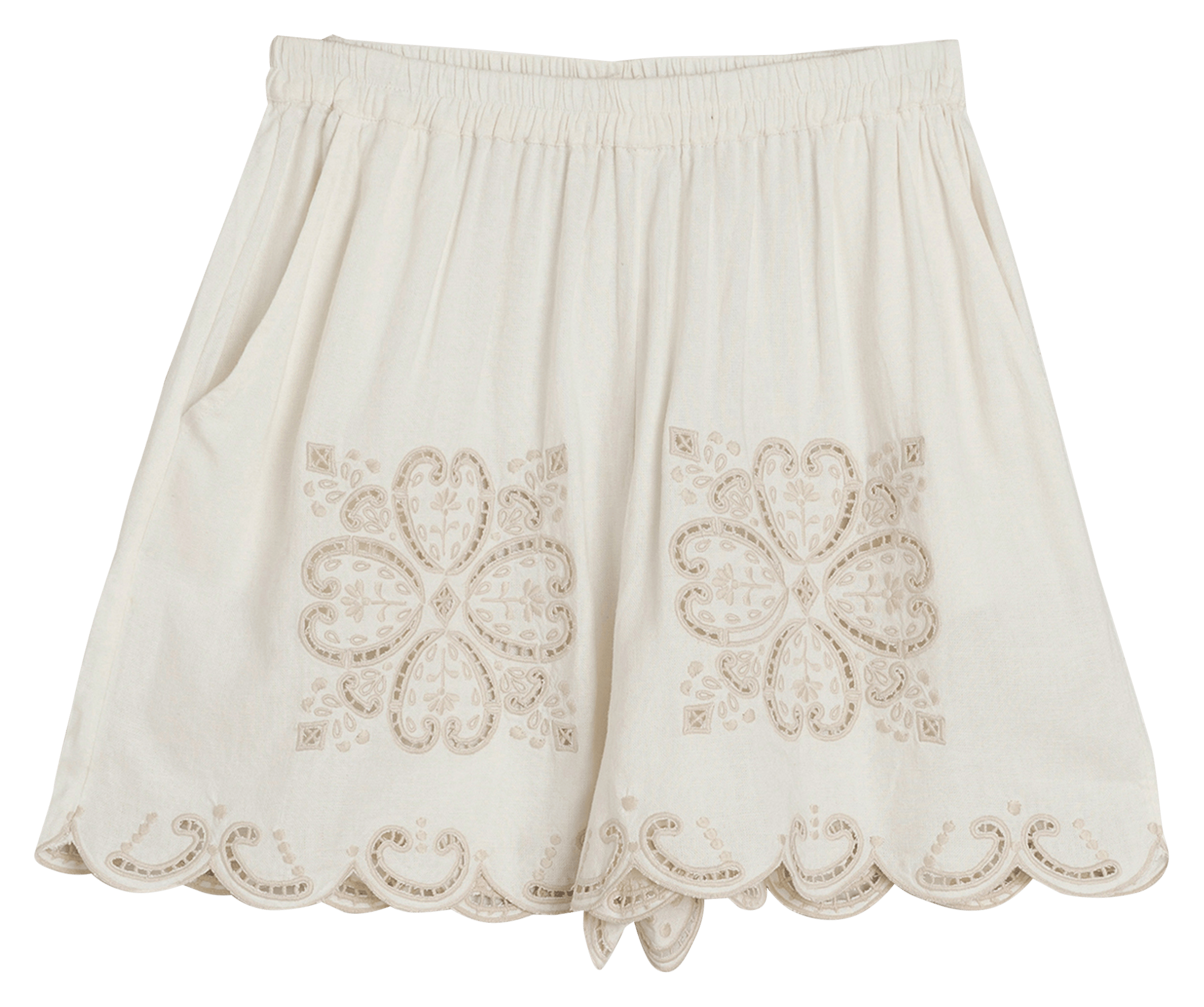 Korte jurk met bloemenborduursels INDI & COLD Beige