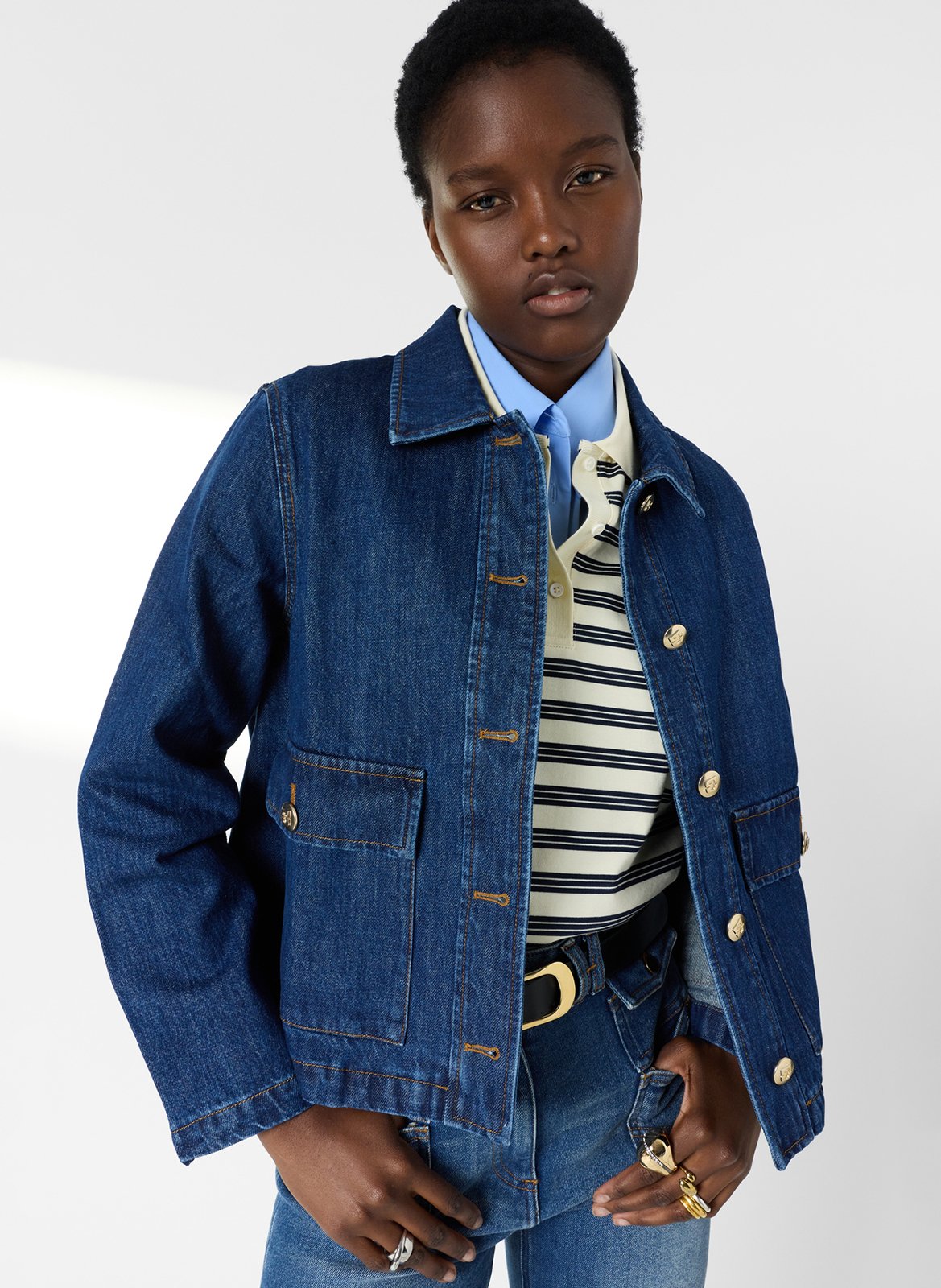Veste droite col classique en coton GERARD DAREL Bleu