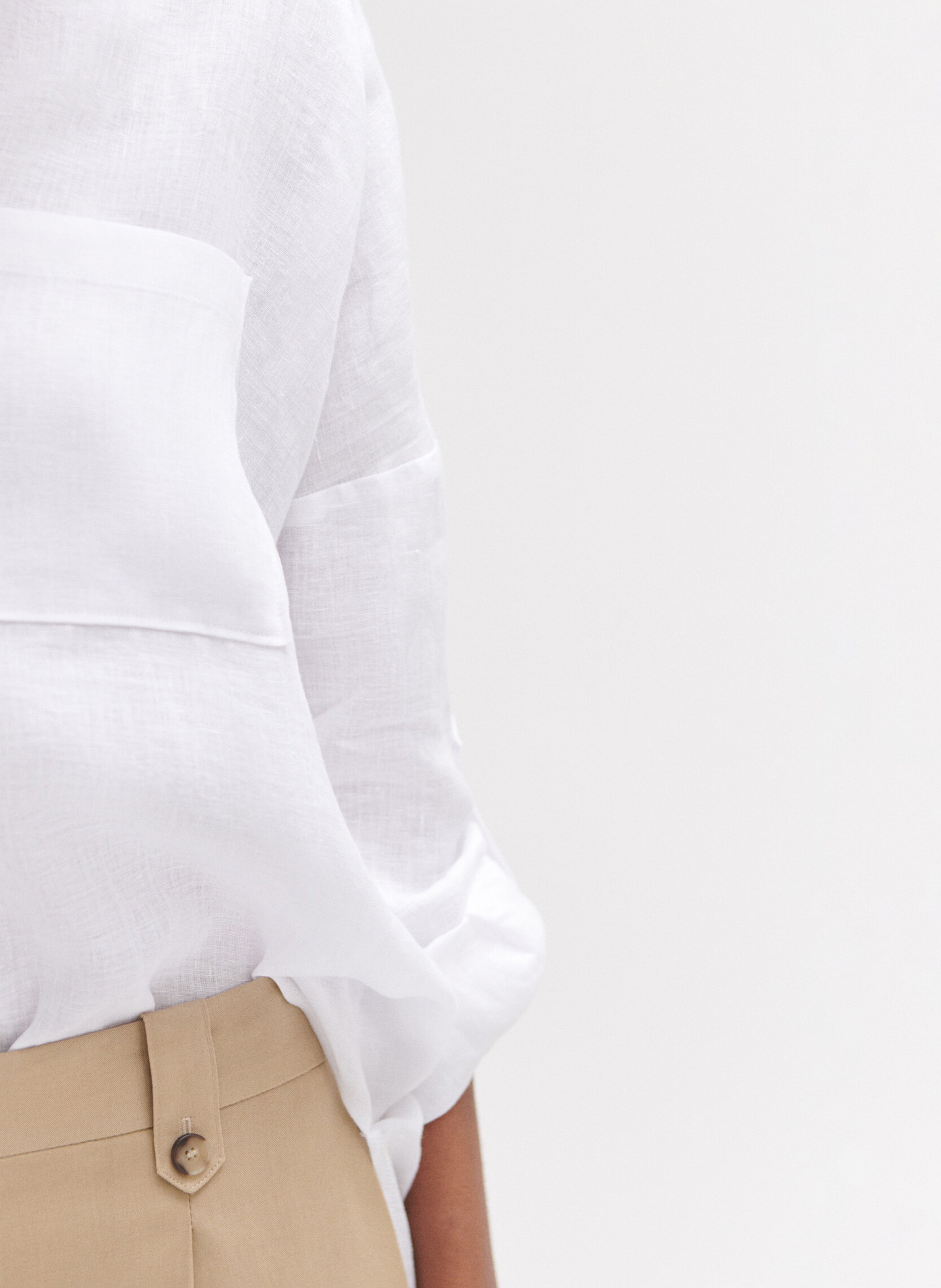 Chemise col classique en lin CAROLL Blanc