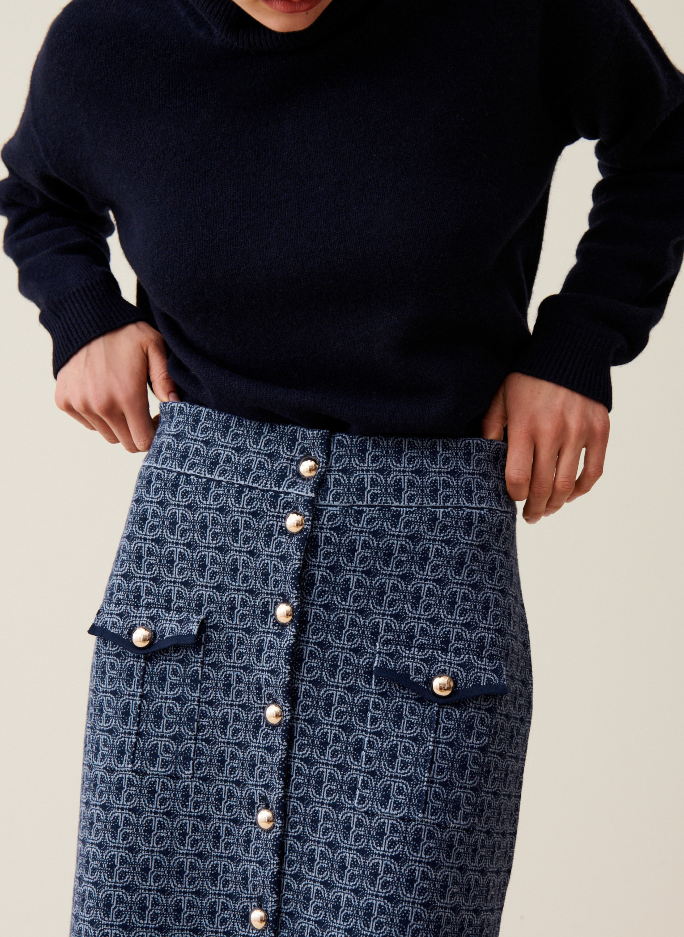 High-waisted monogram skirt CLAUDIE PIERLOT Blue