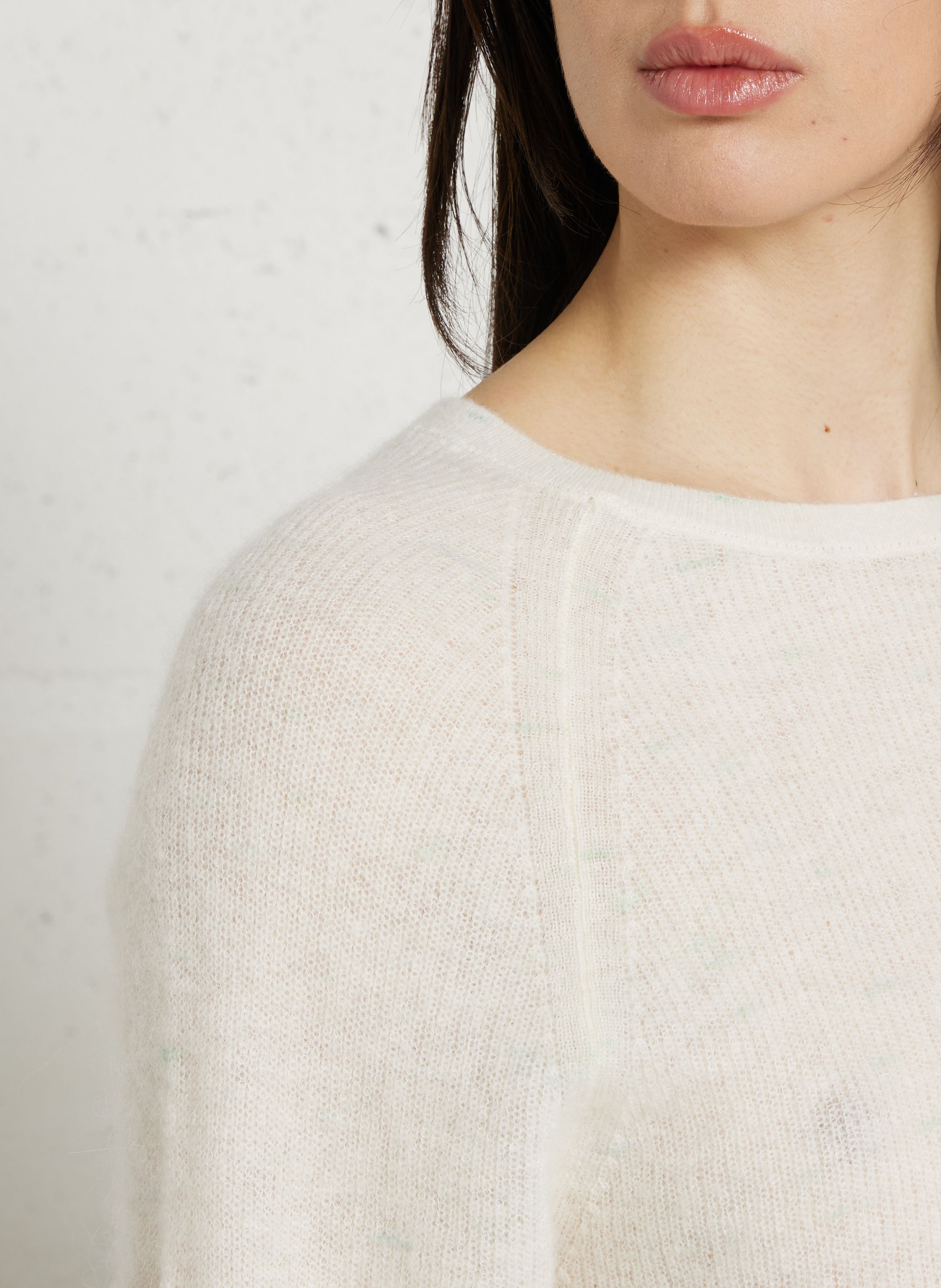 Gerader Rundhalsausschnitt-Pullover aus Alpaka-Mischgewebe MAISON 123 Weiss