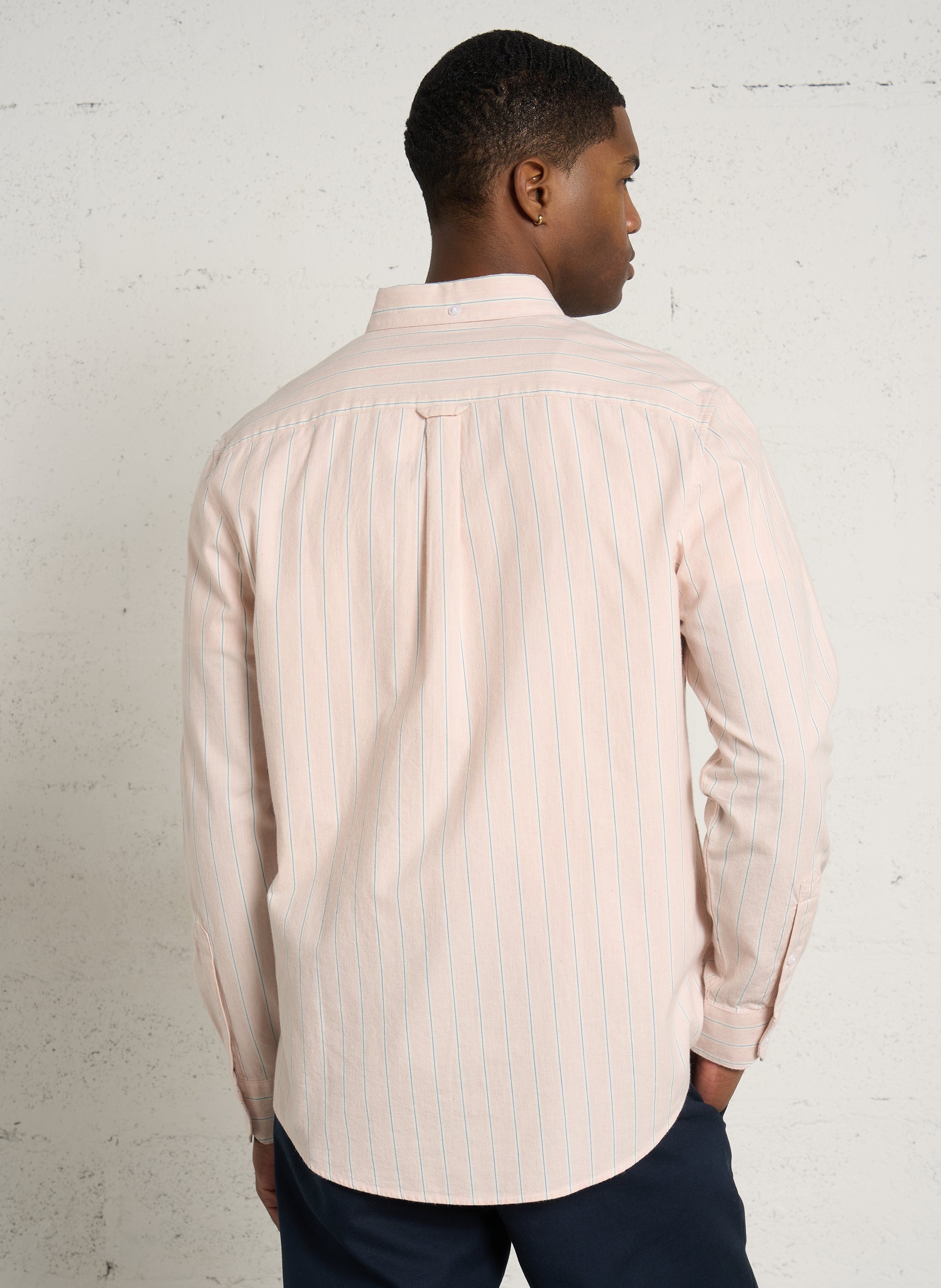 Chemise regular-fit col américain rayé en coton bio FARAH Rose