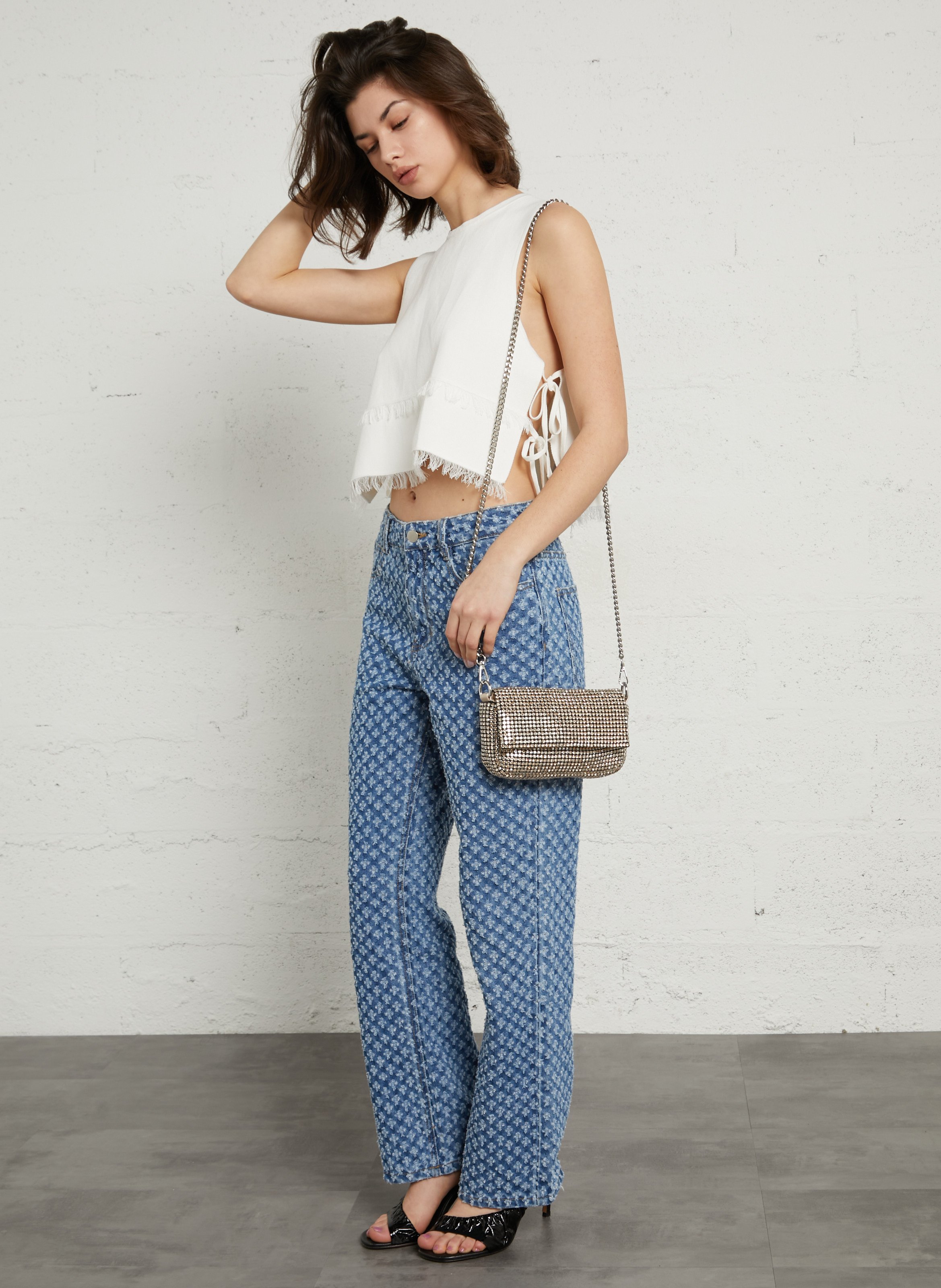 Langwerpige handtas met stras AU PRINTEMPS PARIS Goudkleurig