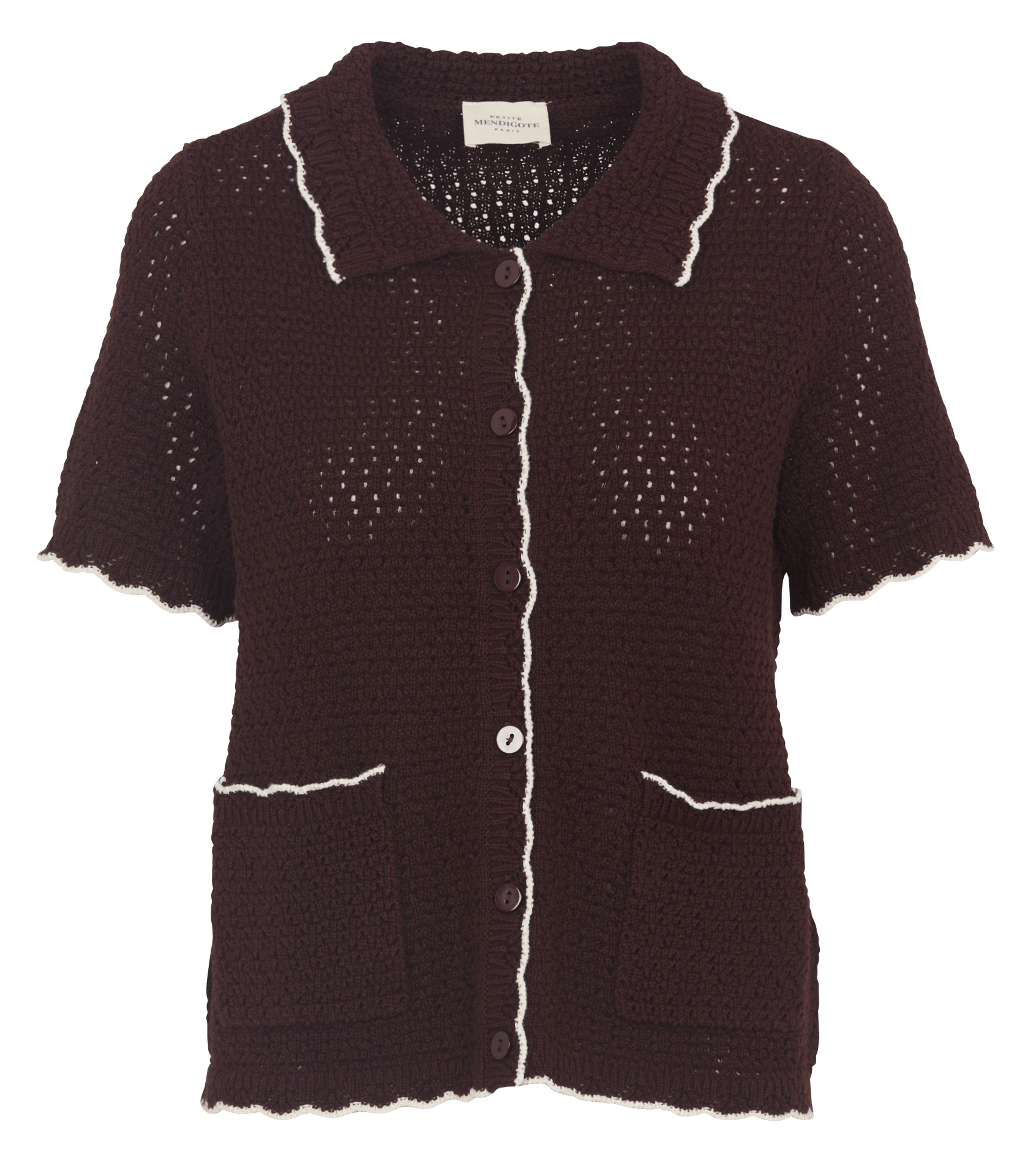Gilet droit col classique ajouré en coton PETITE MENDIGOTE Marron