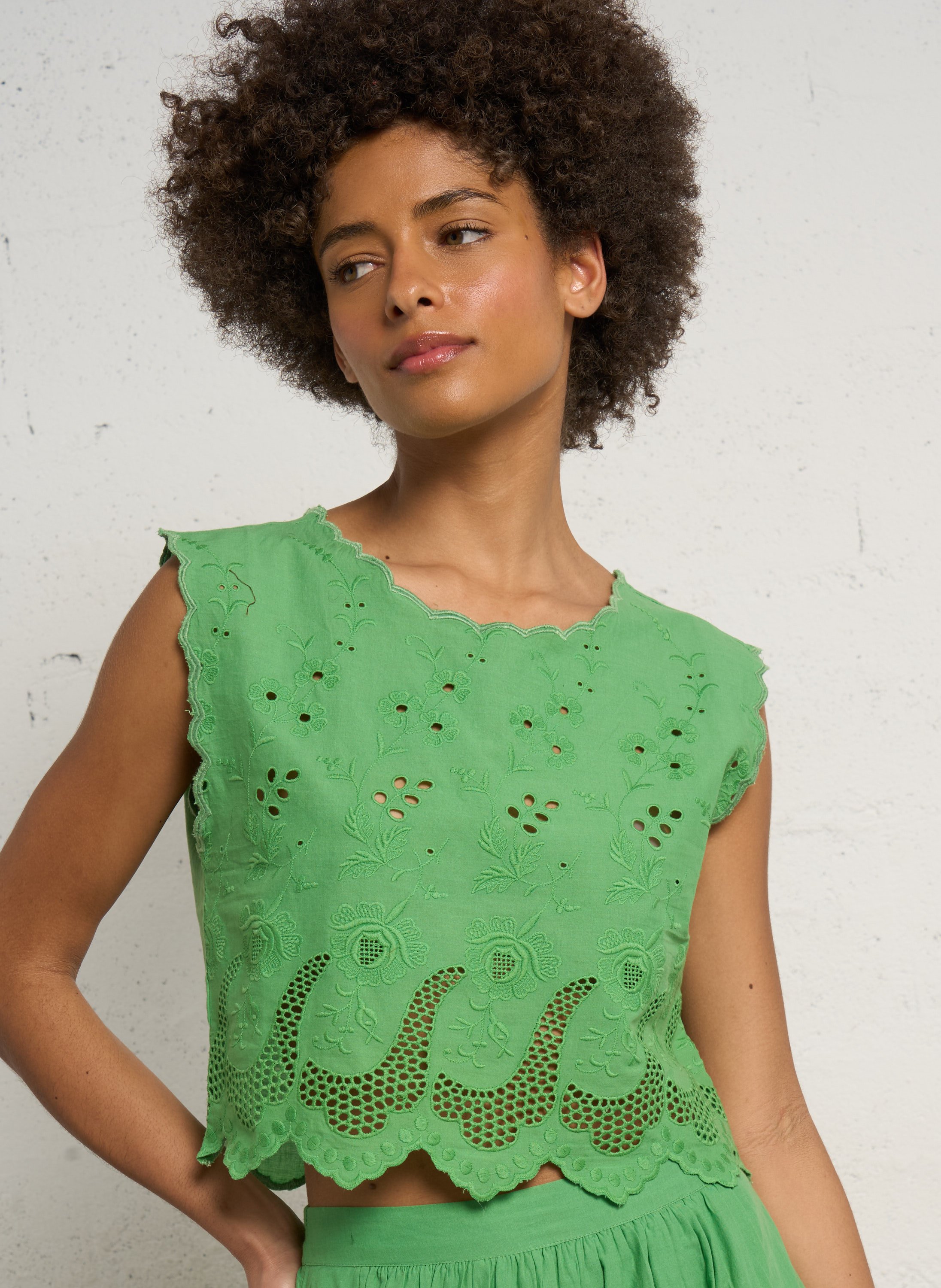 Weit geschnittenes Baumwoll-Top mit Rundhalsausschnitt PETITE MENDIGOTE