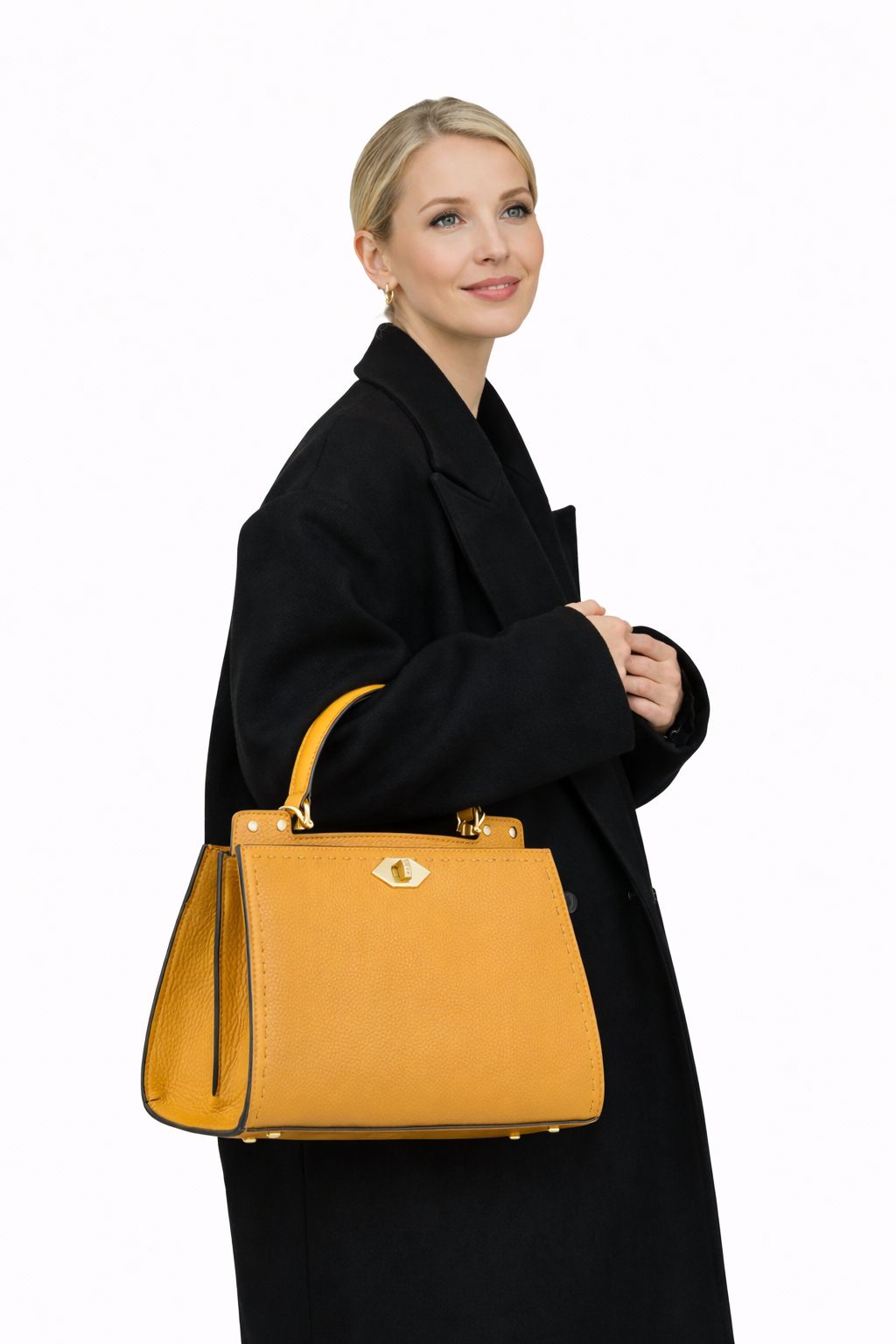 Handbag in calfskin POURCHET Orange