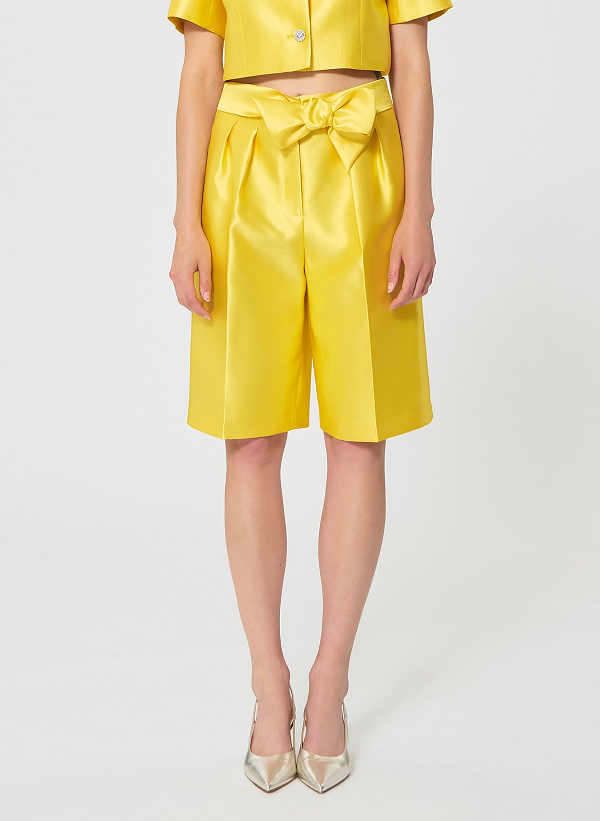 Satijnen short met hoge taille TARA JARMON Geel
