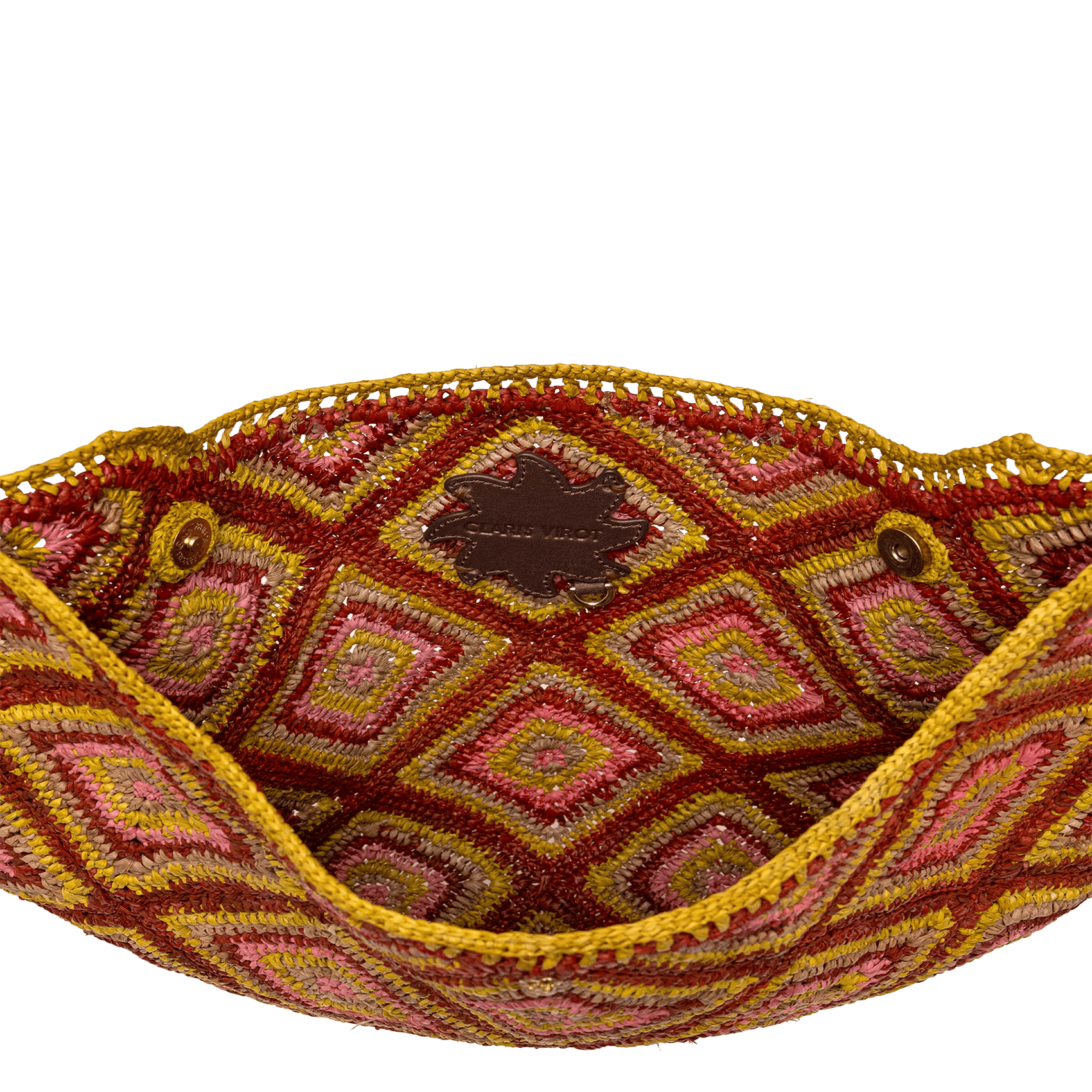Sac demi-lune à motif en raphia CLARIS VIROT Rose