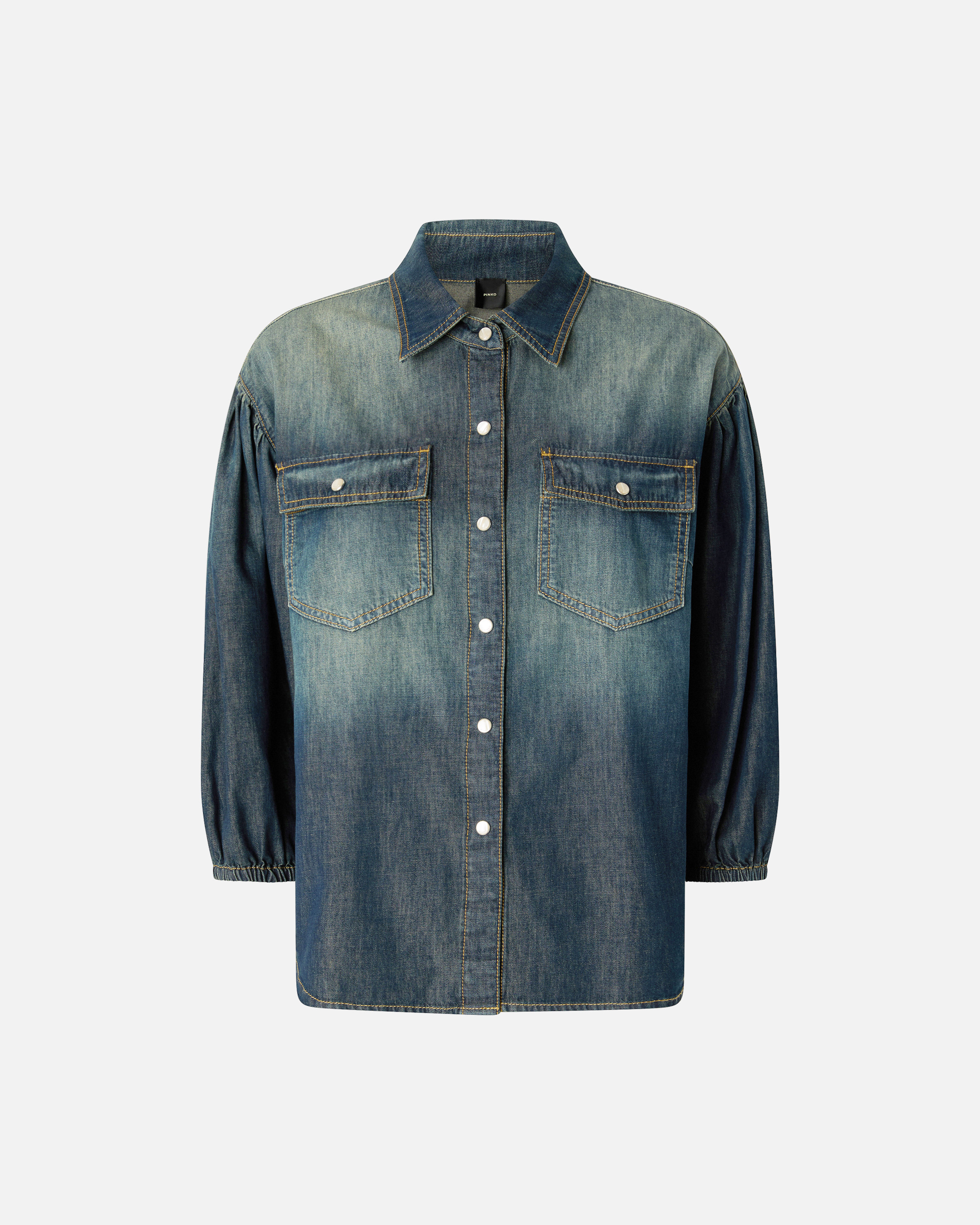 Chemise en denim à manches ballon PINKO Bleu