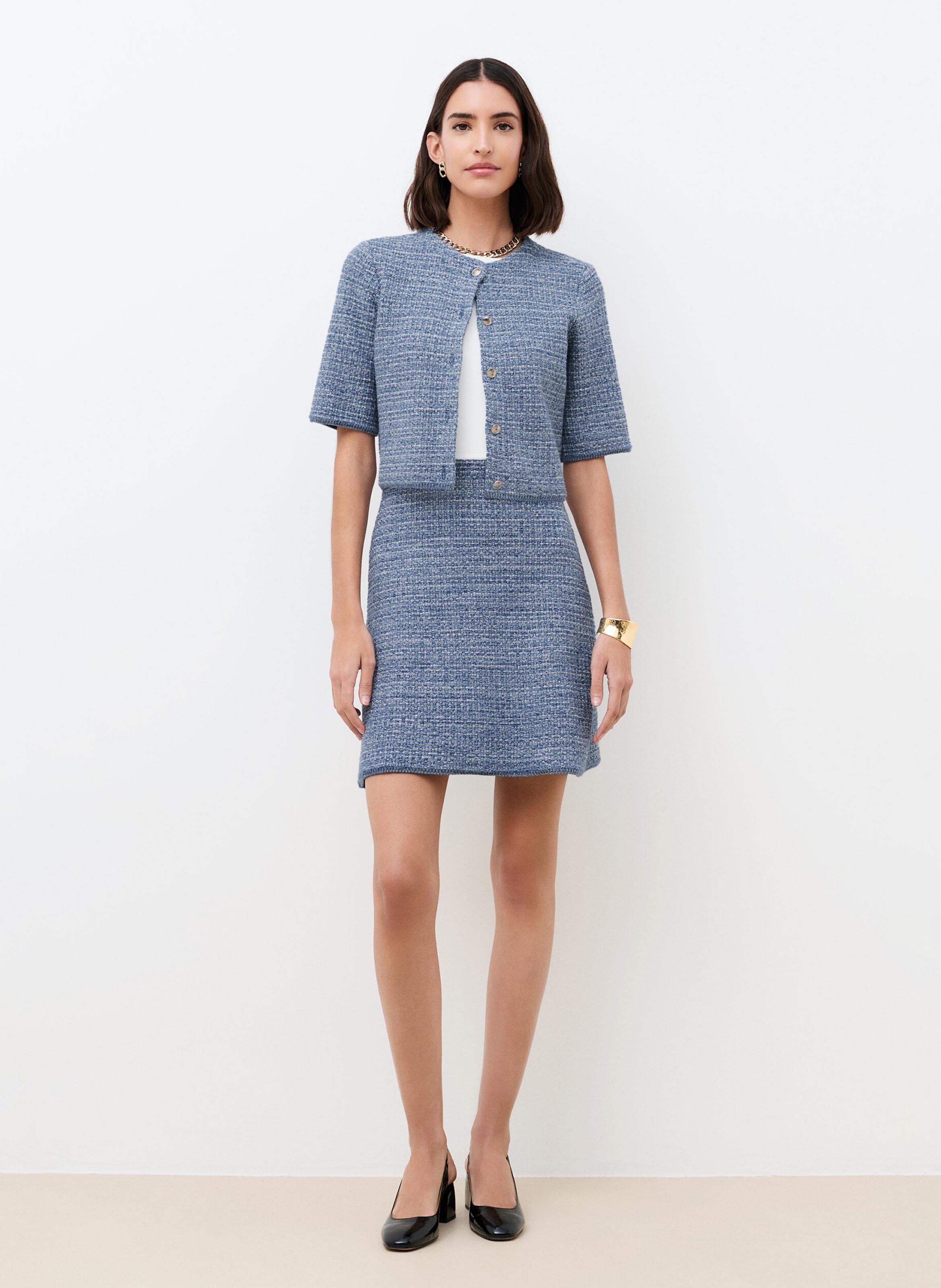 Short tweed sleeveless jacket CAROLL Blue