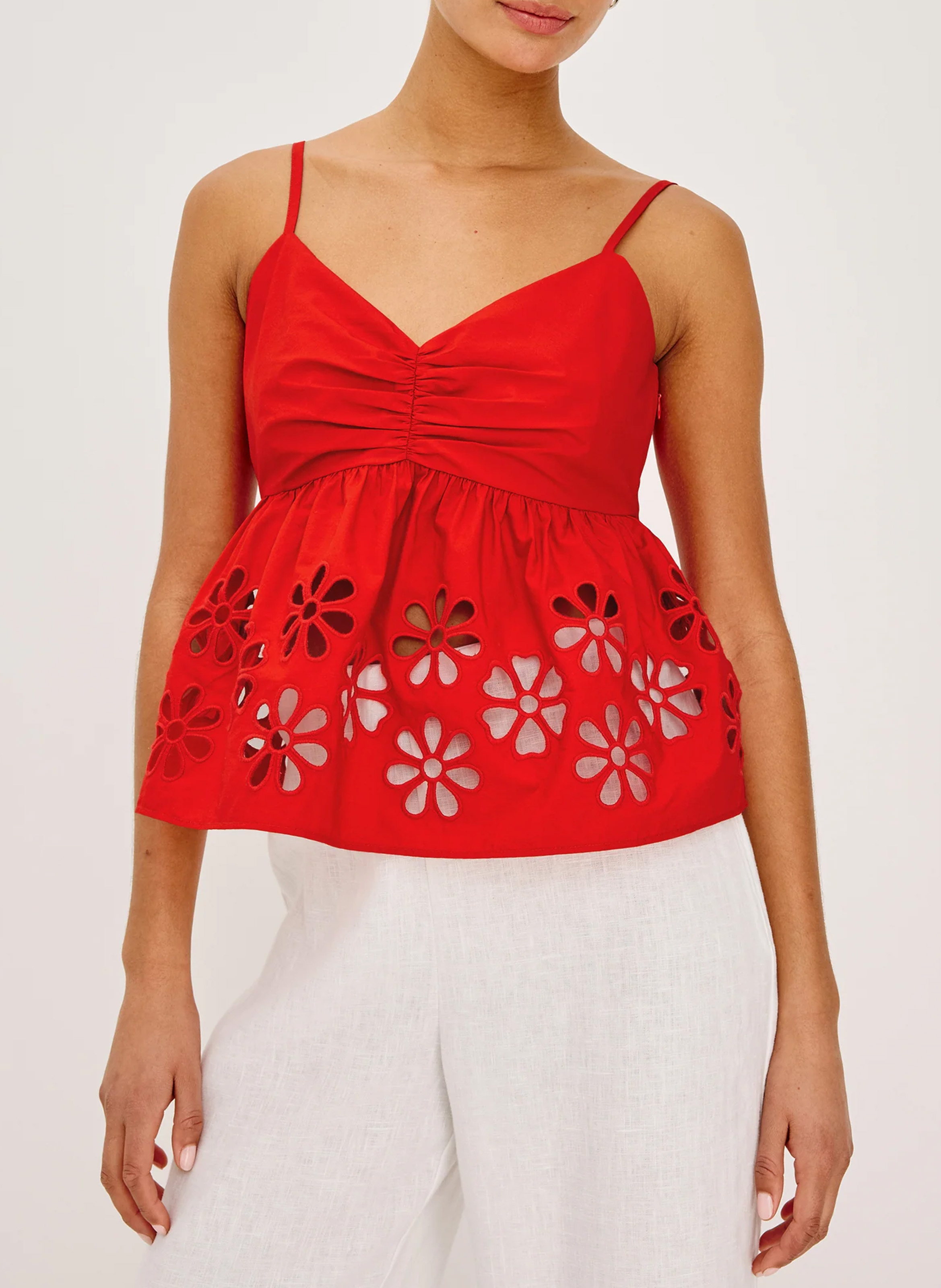 Effen singlet met V-hals RAILS Rood