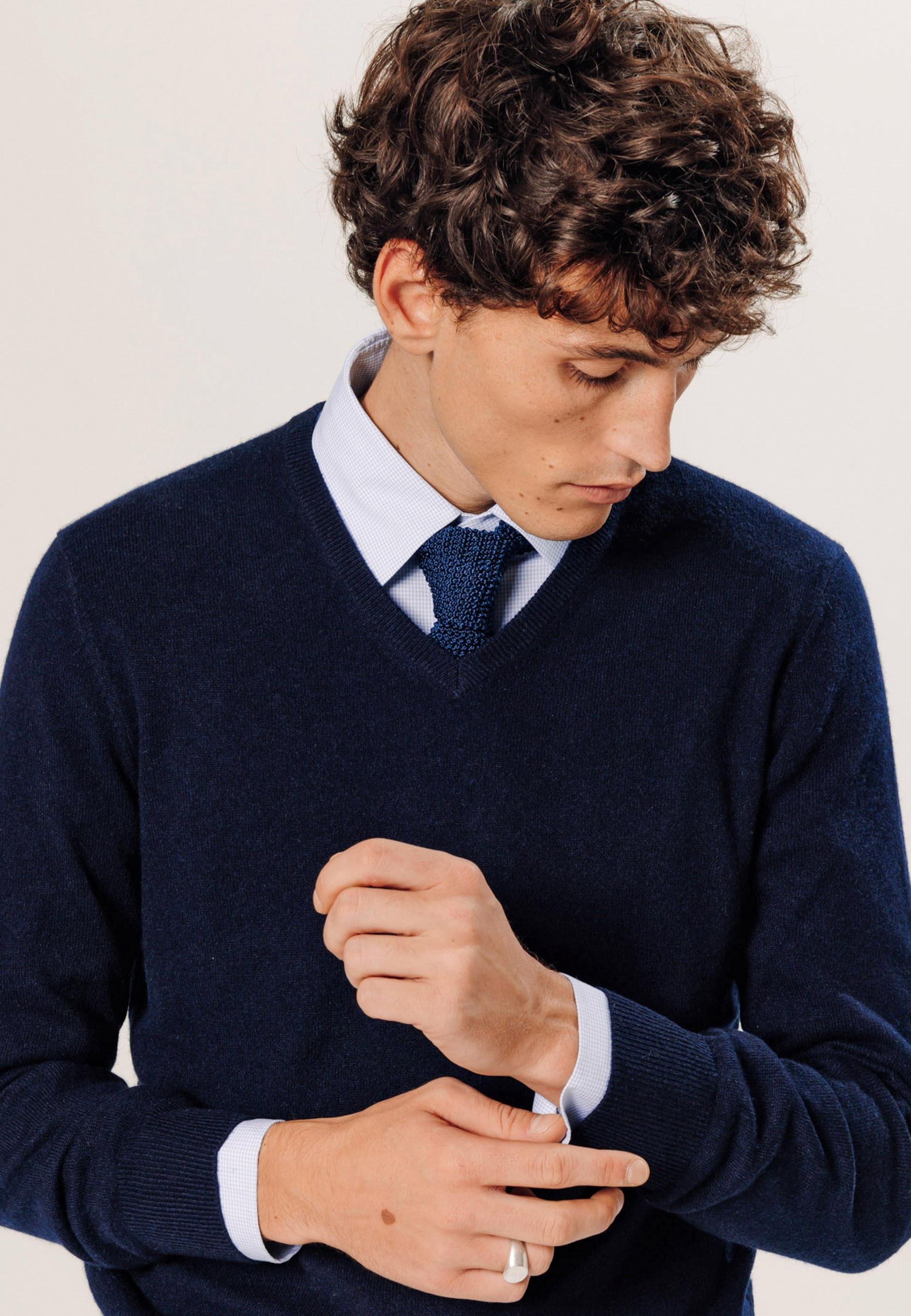 Pull col v en cachemire RODIER Bleu