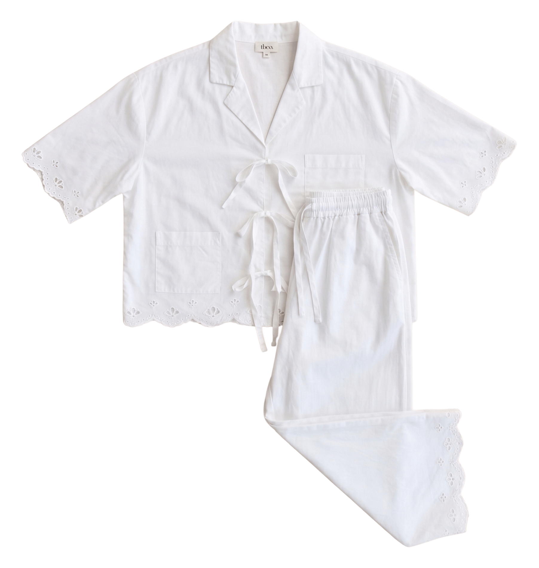 Garnitur aus bestickter Baumwollpyjama TBCO Weiss