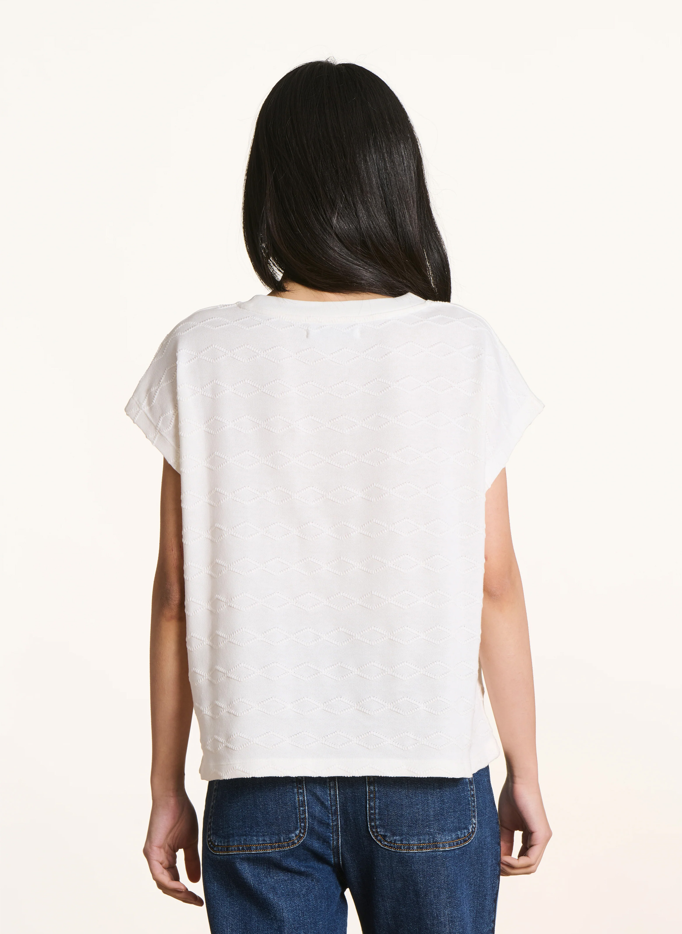 Tee-shirt brodé oversize col rond LA FEE MARABOUTEE Weiss