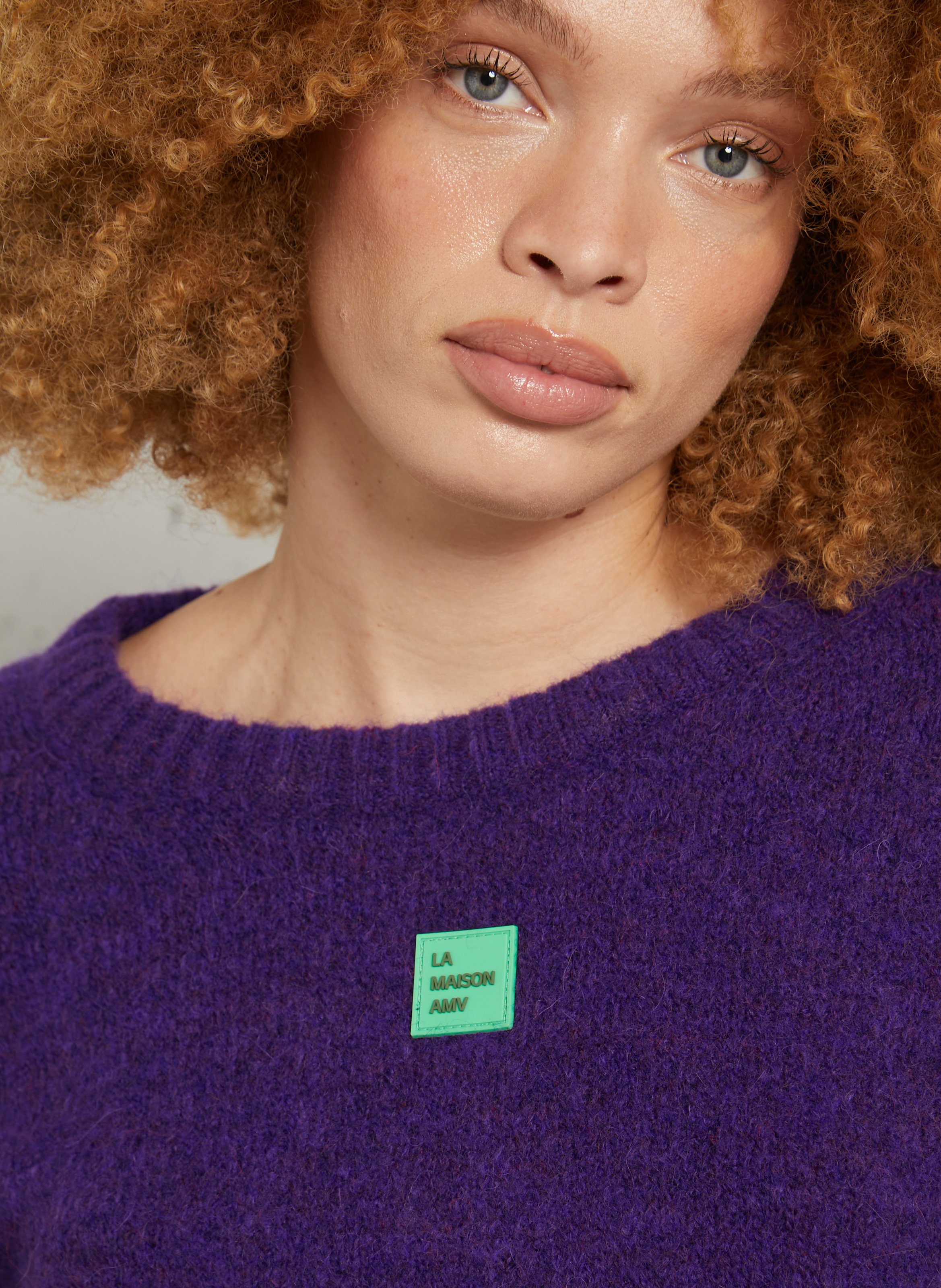 Pull oversize col rond en maille AMERICAN VINTAGE Violet
