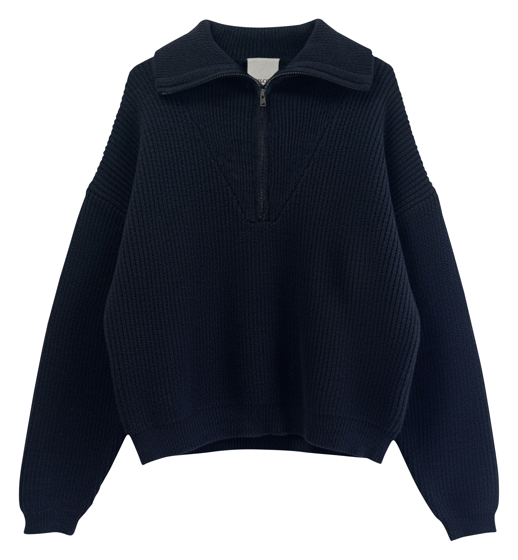 Pull col camionneur en coton mélangé INDI & COLD Bleu