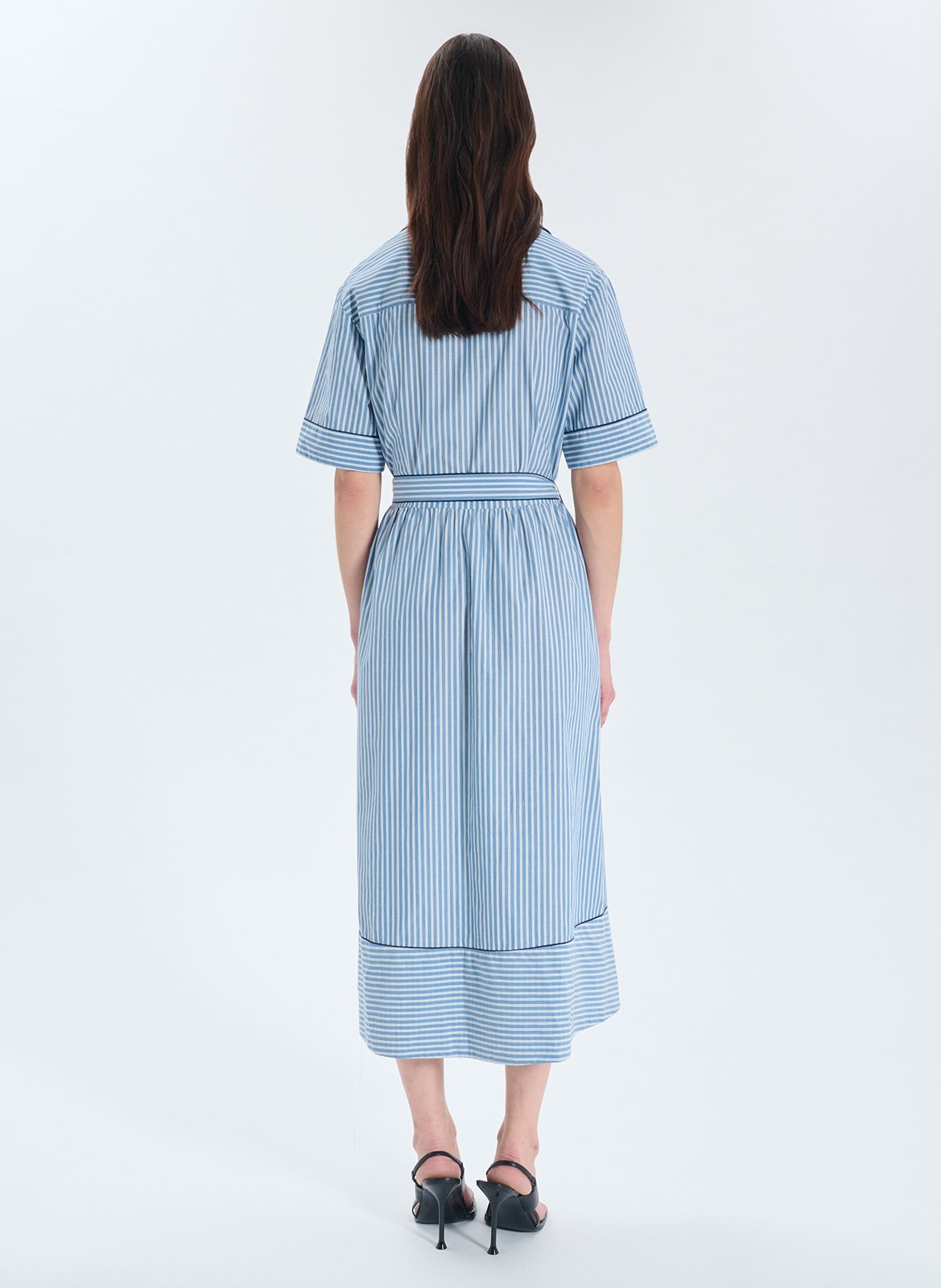 Robe midi évasée en coton ZAPA Bleu