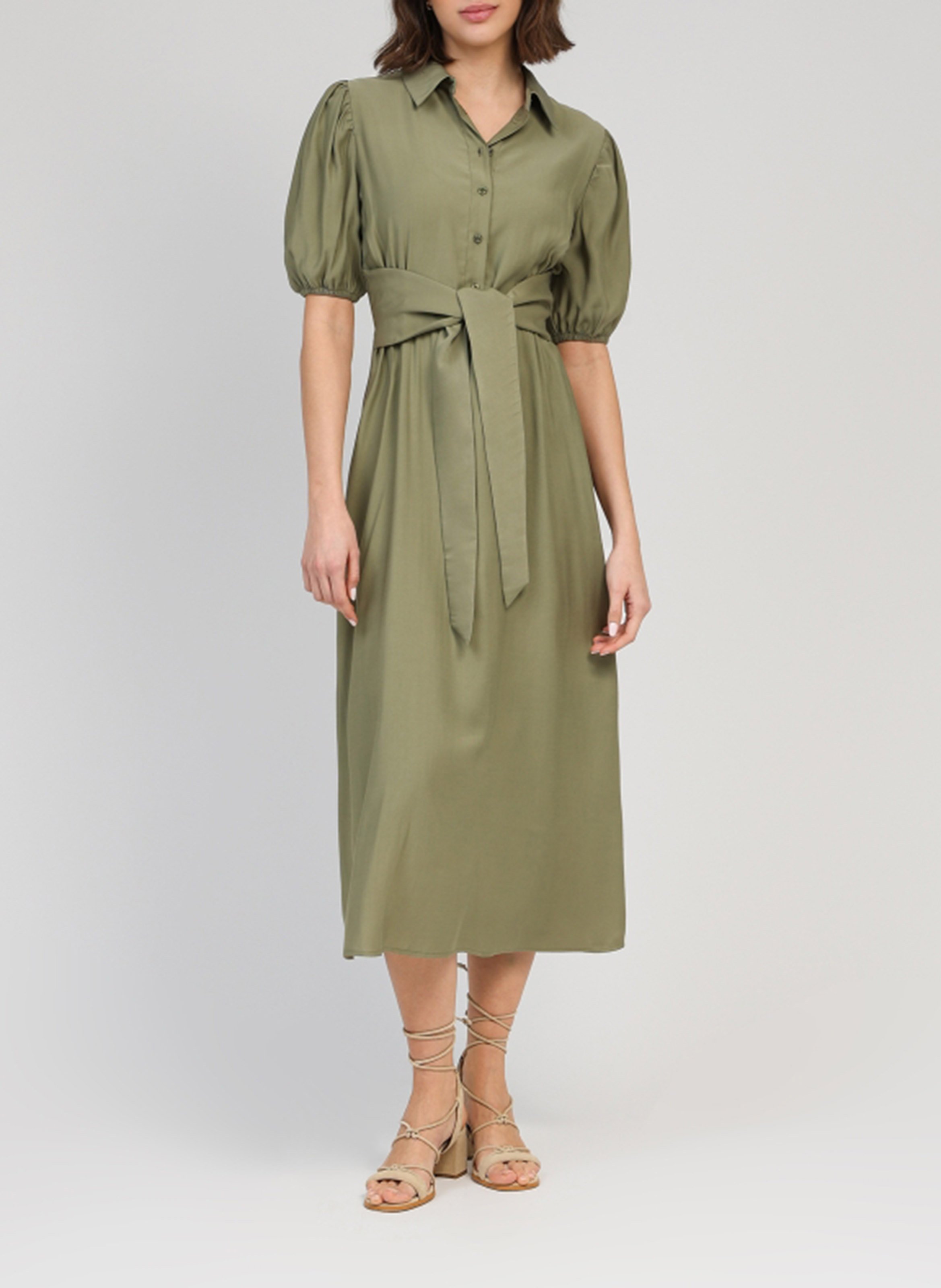 Midi-A-Linie-Kleid mit kurzen Ärmeln AN'GE