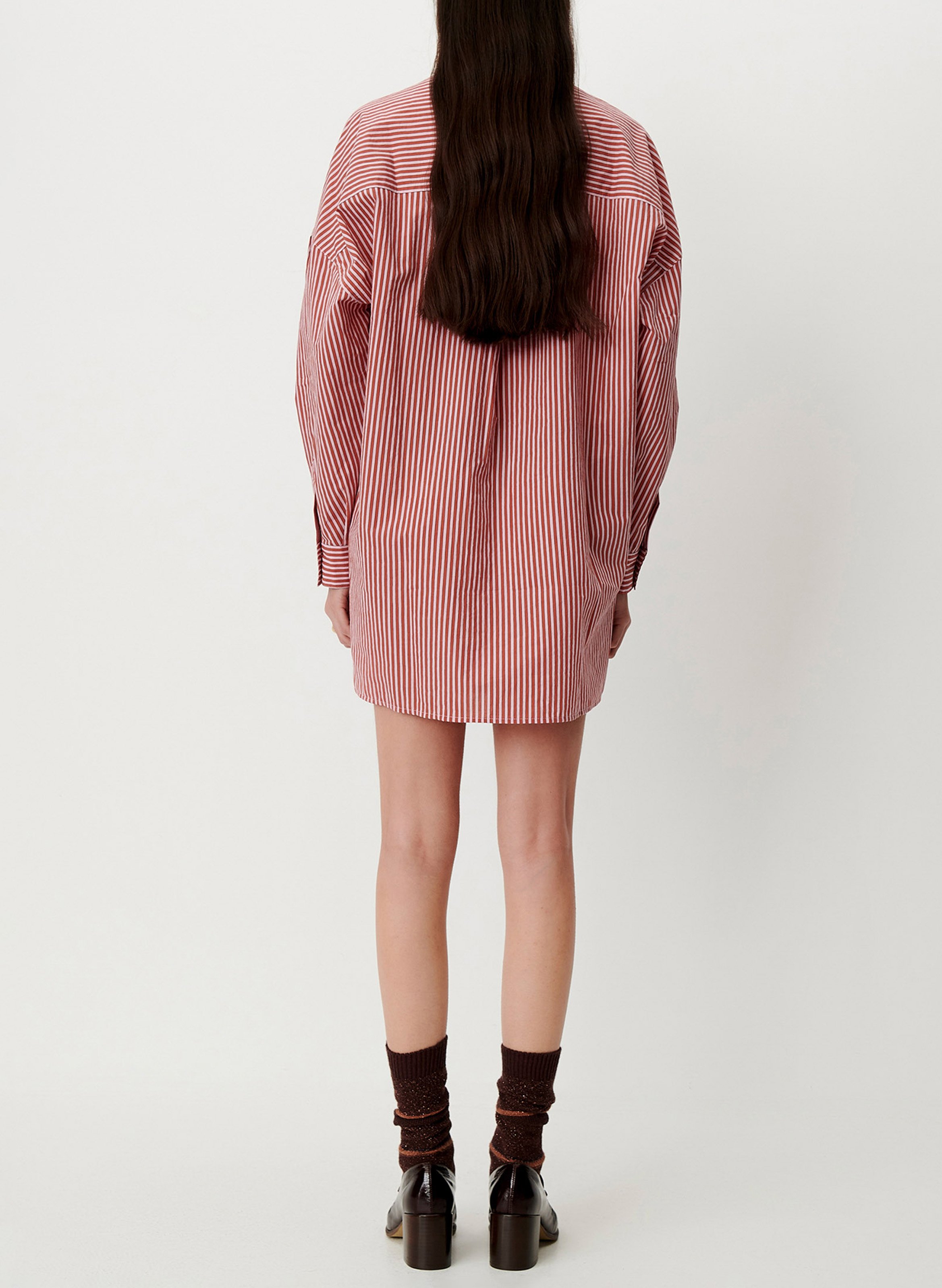 Kurzes, gestreiftes Hemdkleid SESSUN Rosa