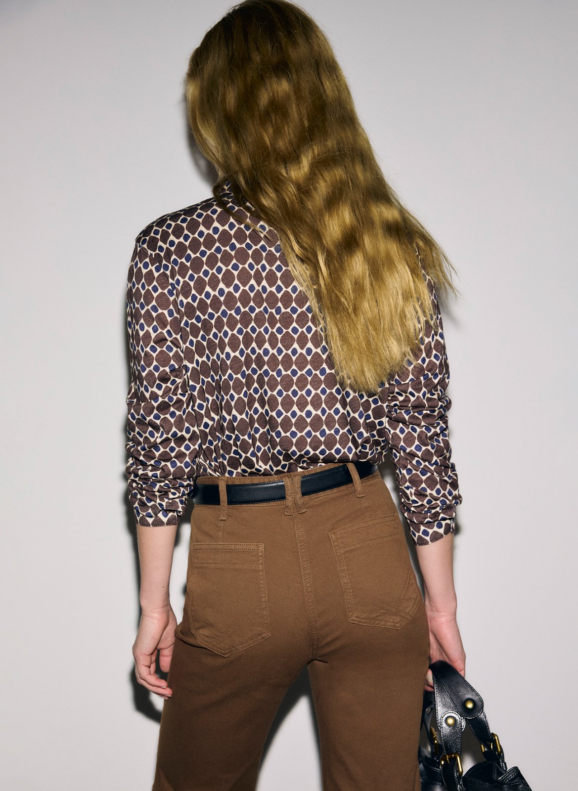Chemise fluide droite imprimée GERARD DAREL Marron