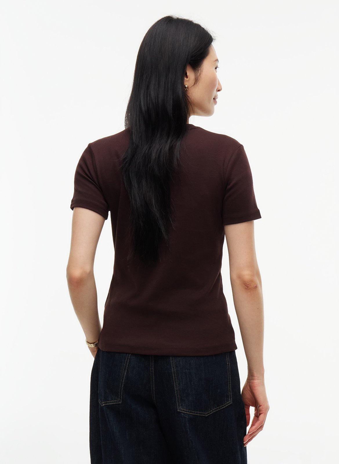 Tailliertes T-Shirt mit Streifen aus Baumwolle TOMMY HILFIGER Braun