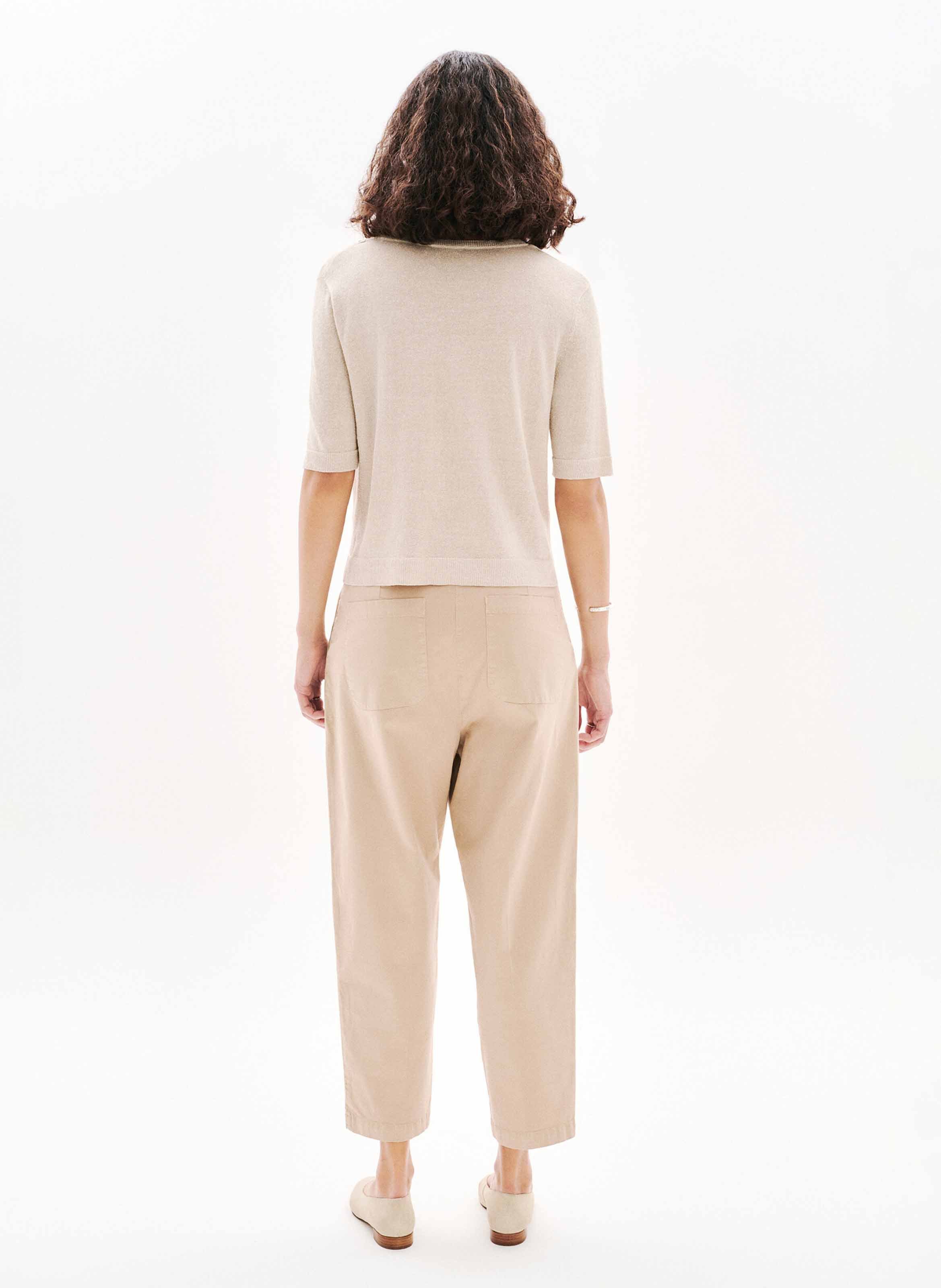 Cardigan col V manches courtes CAROLL Beige