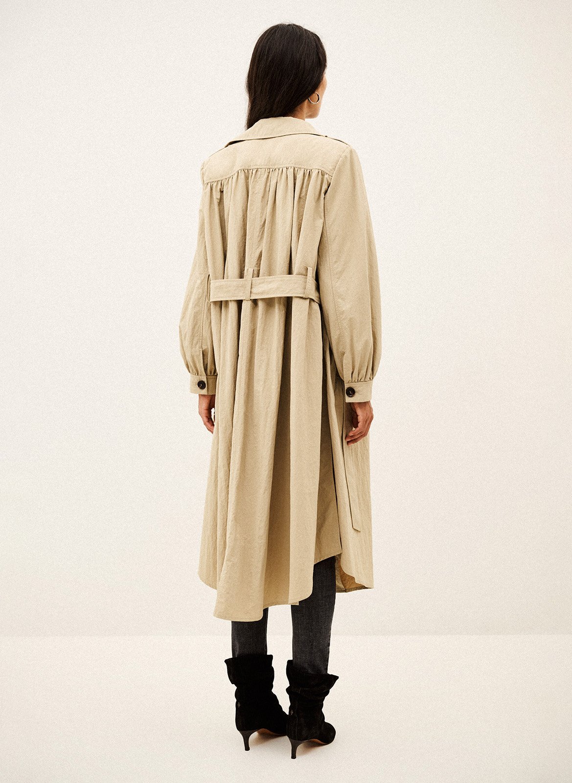 Trench long à col à revers BA&SH Beige