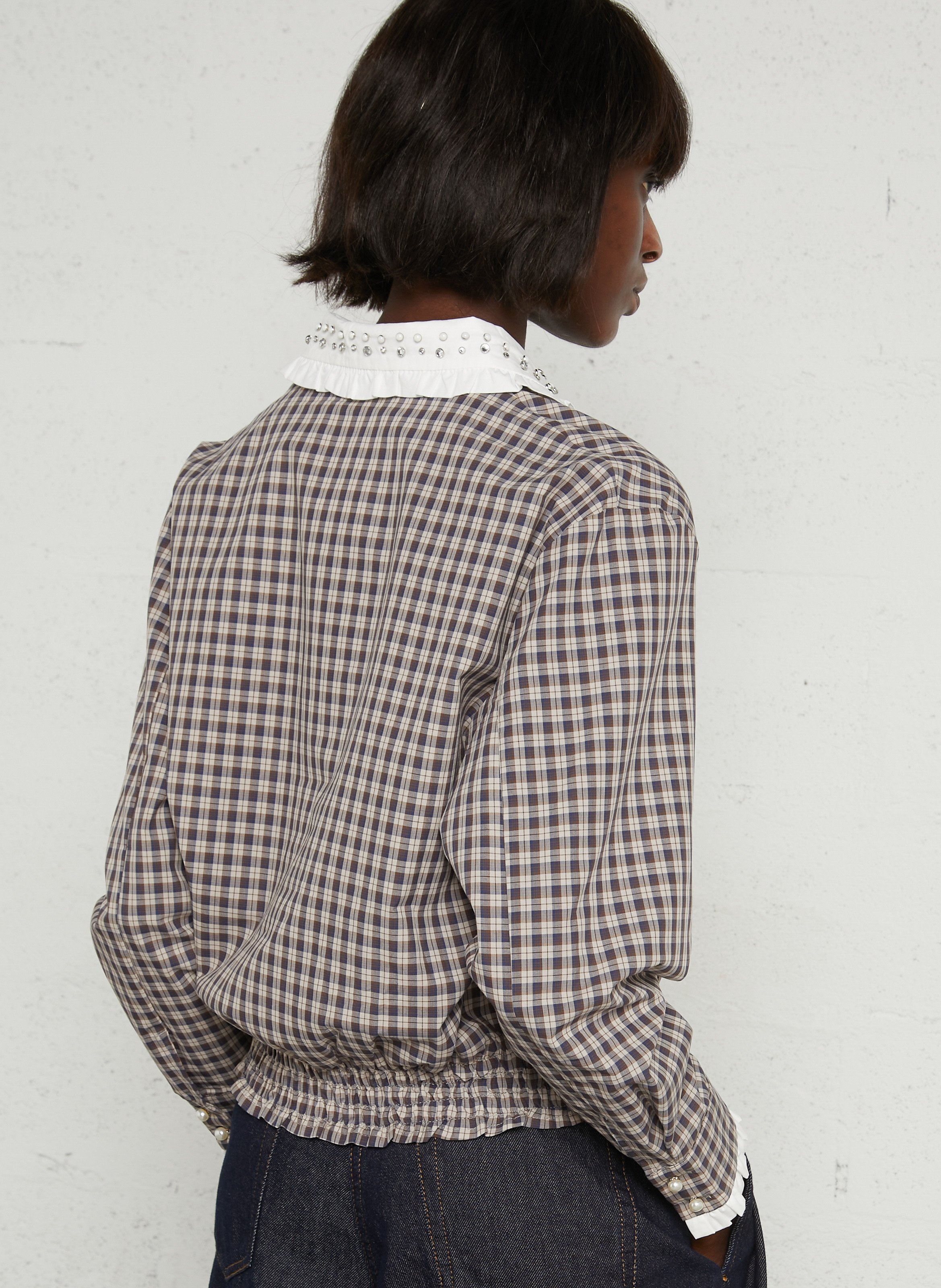 Baumwollbluse mit Bubikragen SUNCOO Braun