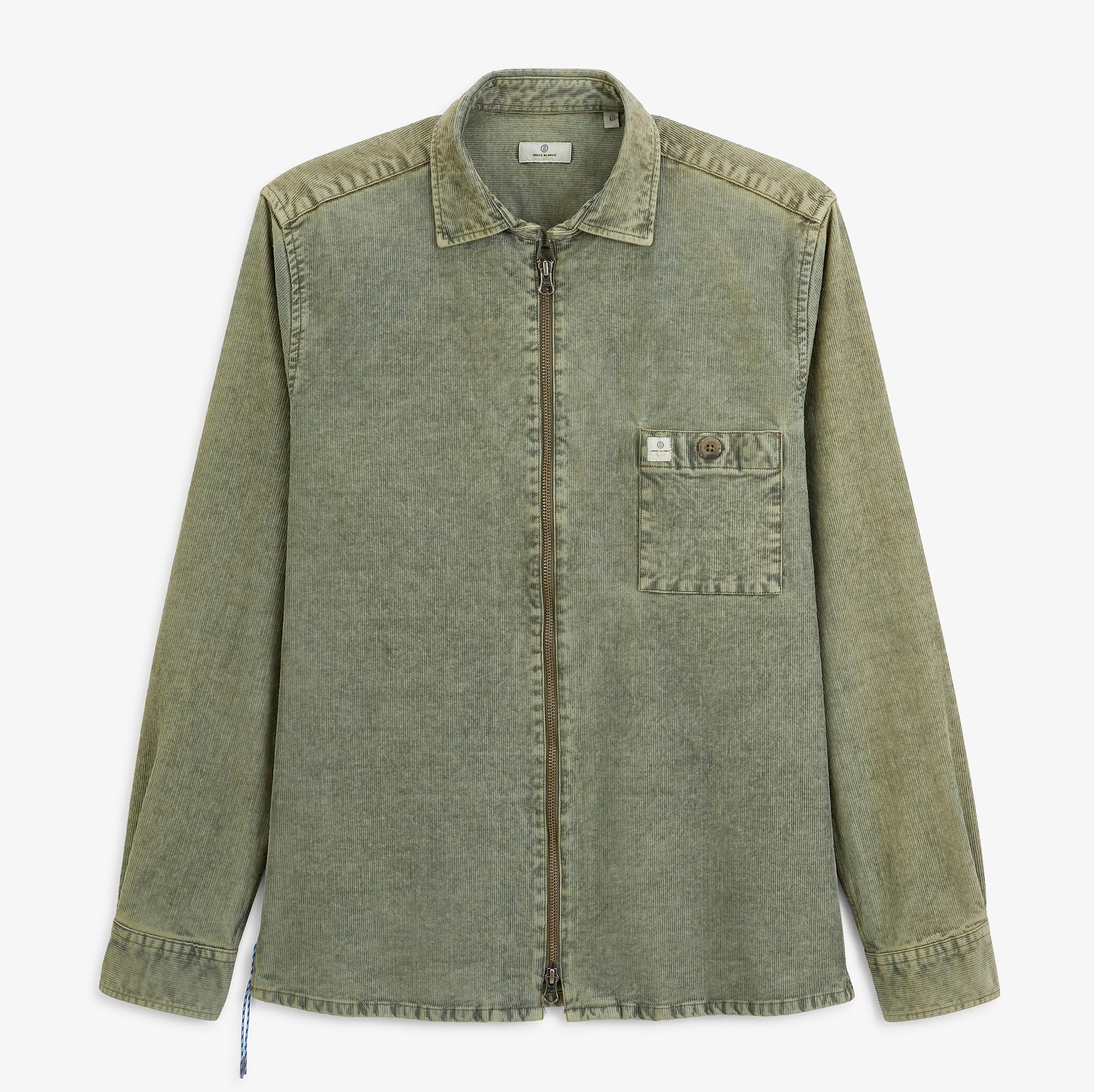 Military green washed-effect zip-up corduroy overshirt sbplay SERGE BLANCO Grey