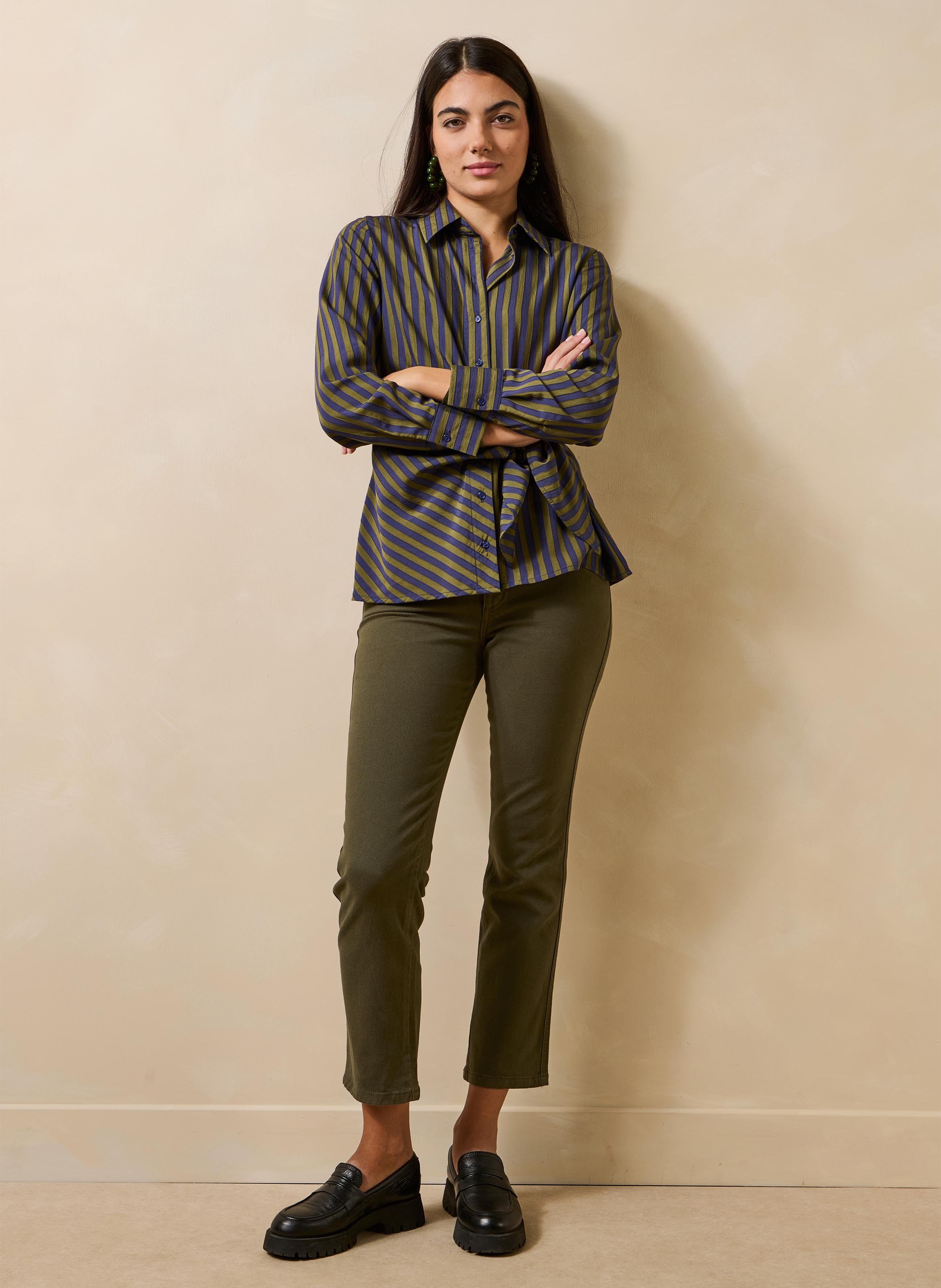 Straight organic cotton-blend jeans LA FEE MARABOUTEE Green