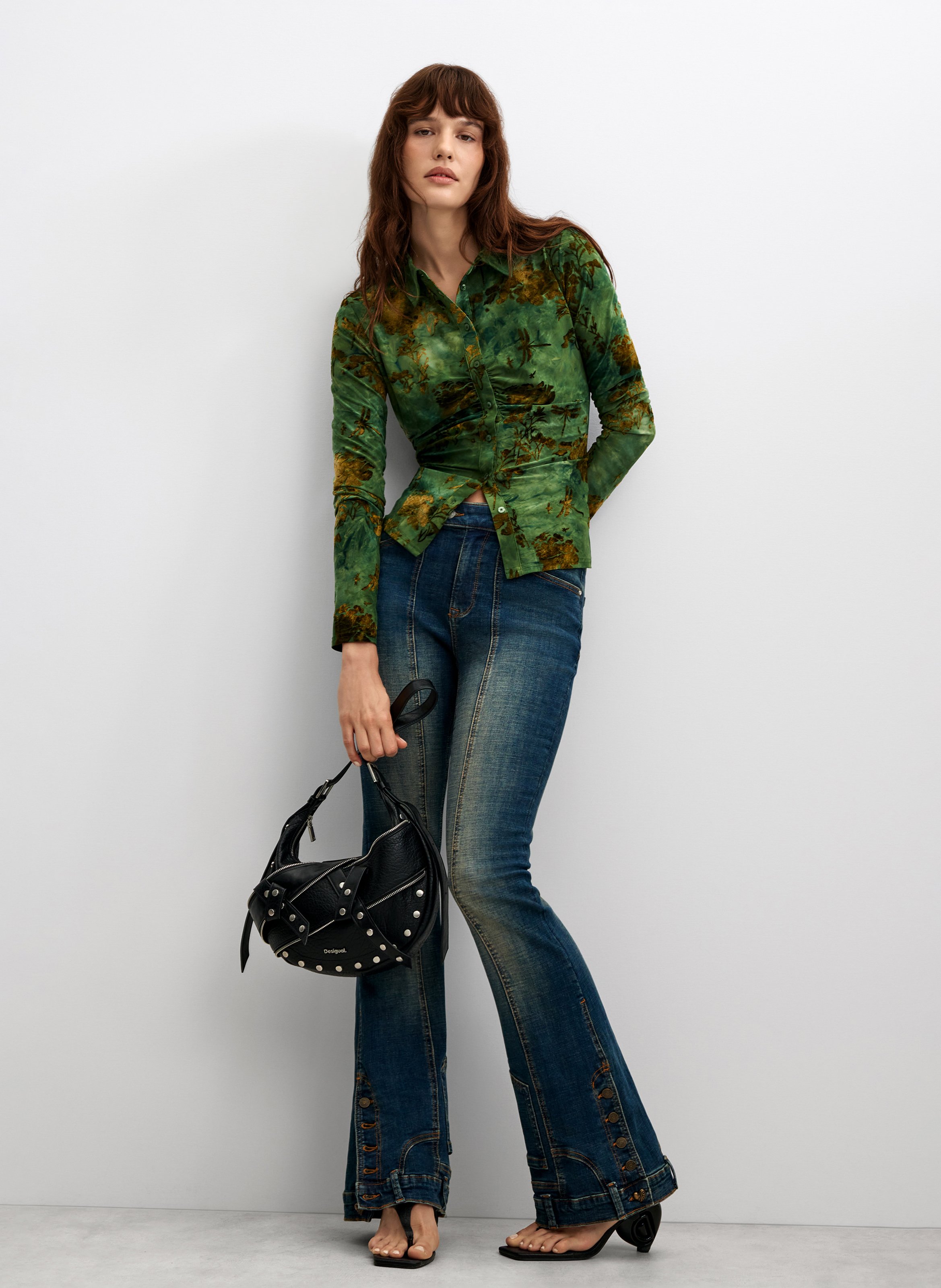 Printed straight shirt DESIGUAL Green