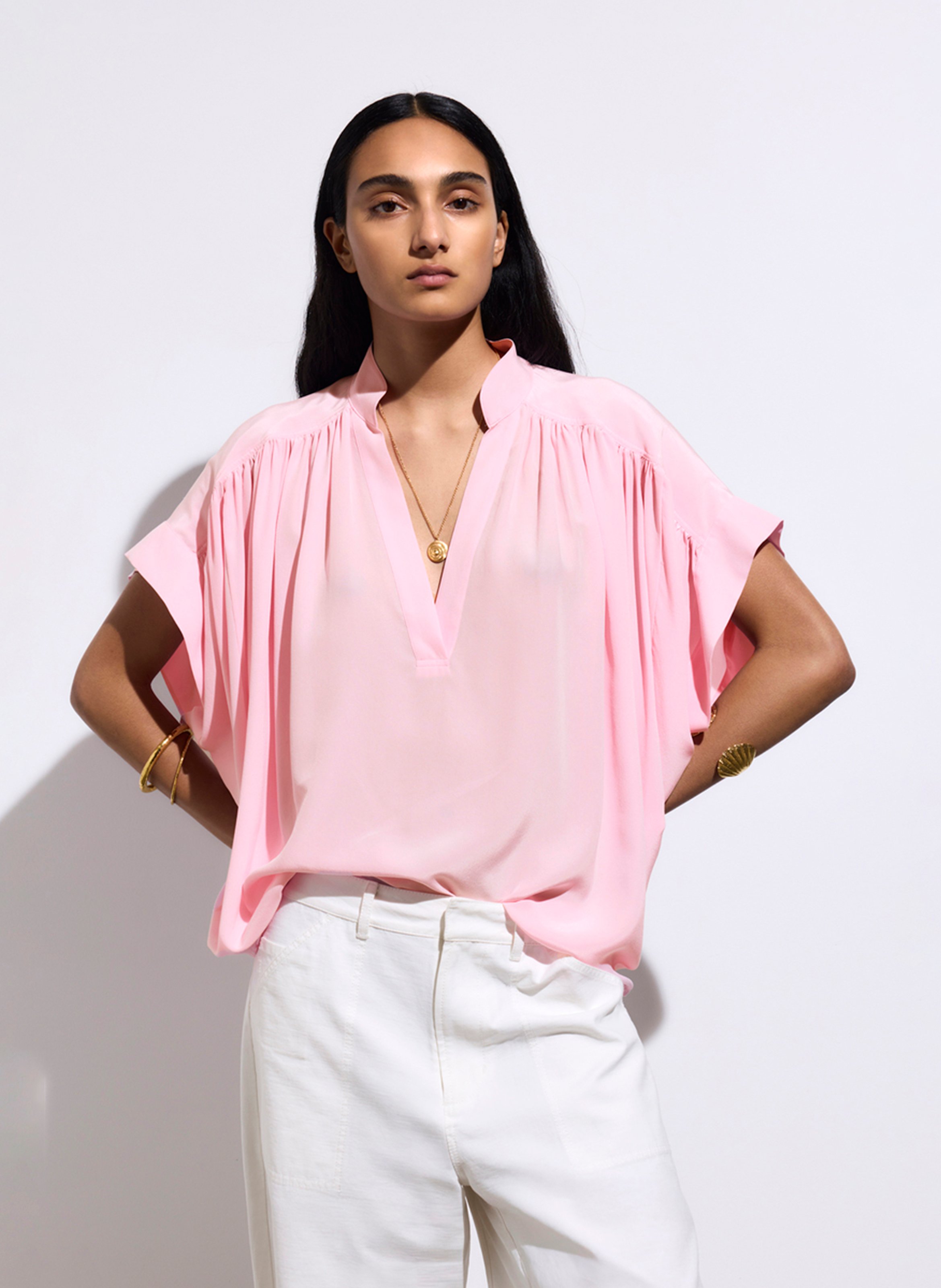 Flowy silk blouse VANESSA BRUNO Pink