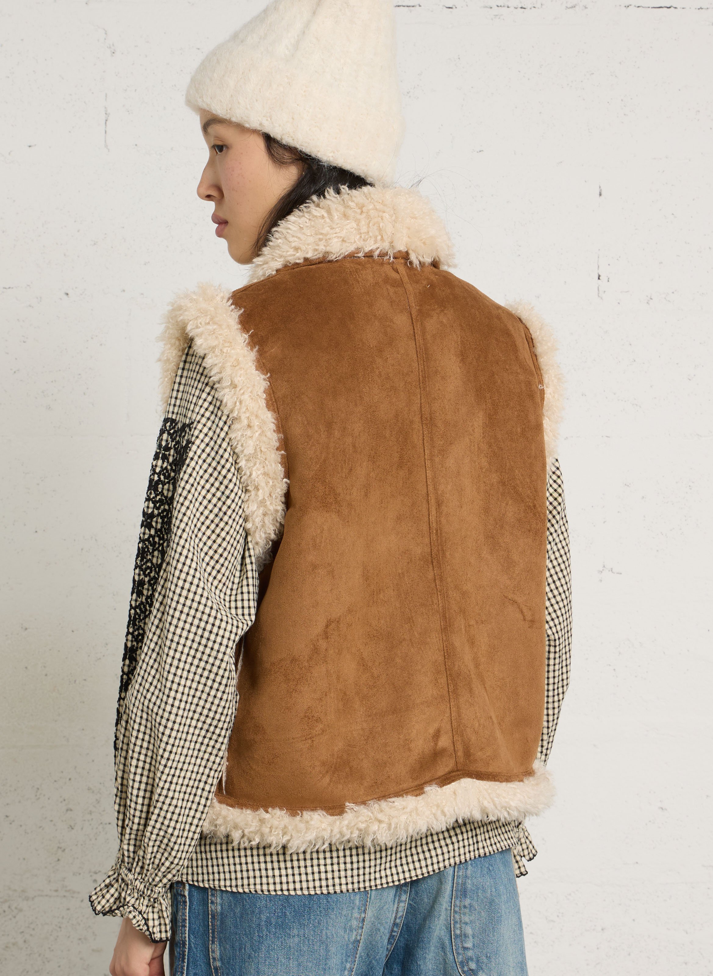 Manteau sans manches effet fourrure SUD EXPRESS Marron