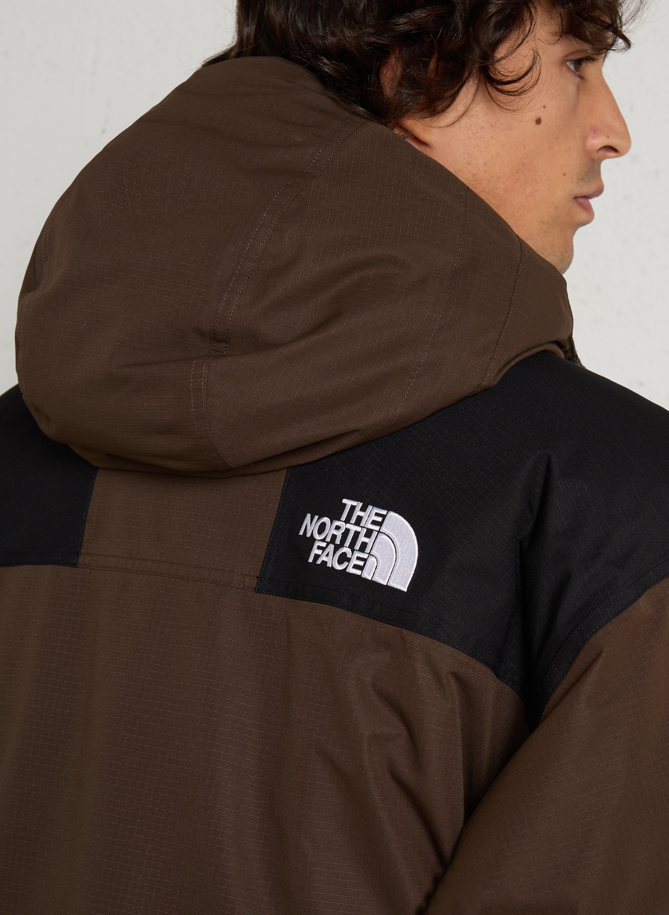 Veste droite col montant matelassée à capuche THE NORTH FACE Marron