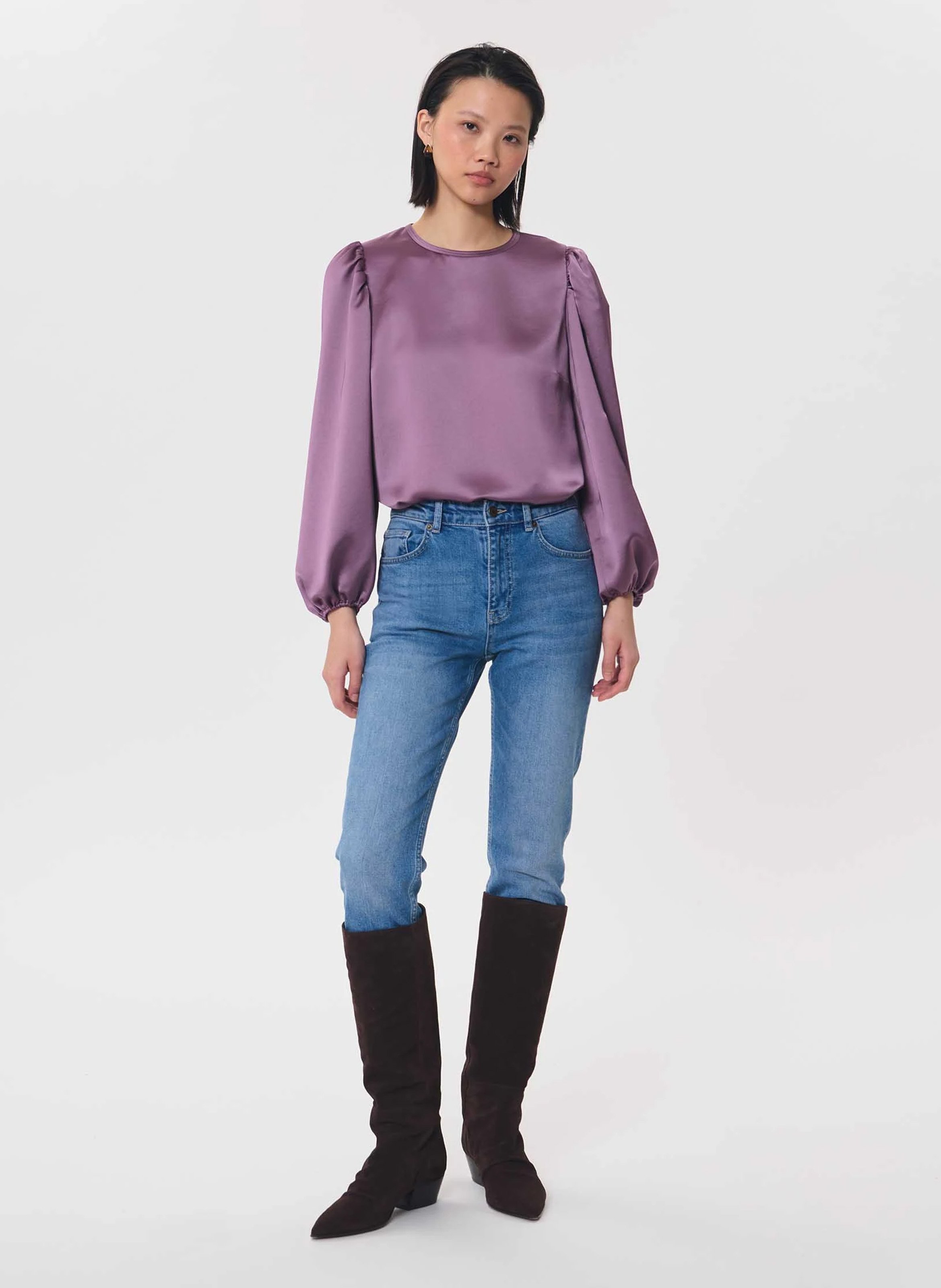 Wijde top met pofmouwen TARA JARMON Violet