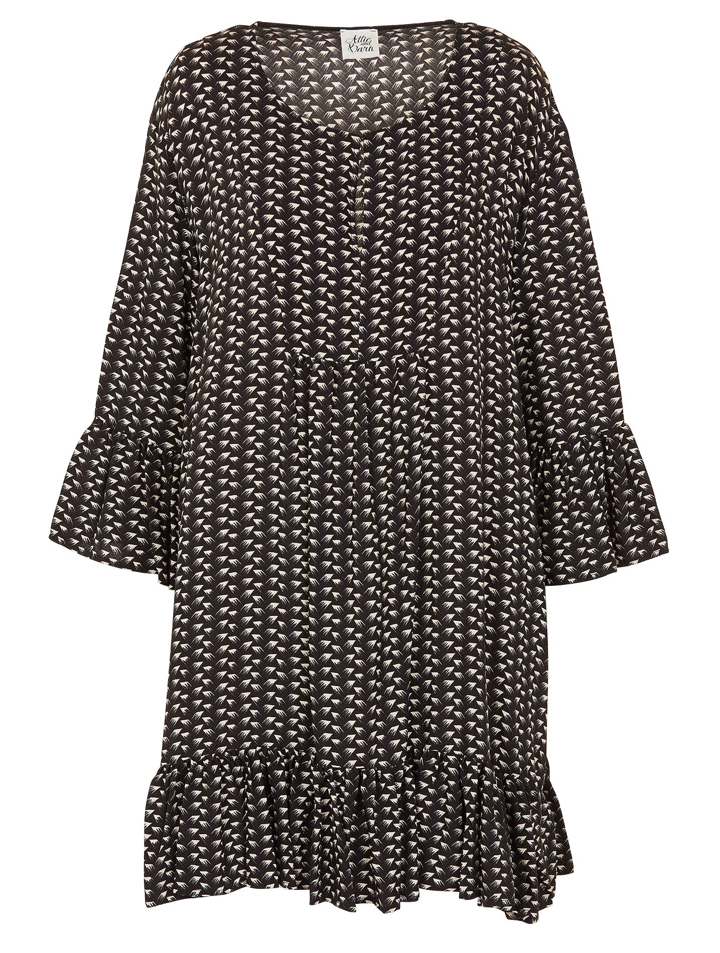 Robe courte ample imprimée à volants ATTIC AND BARN Noir